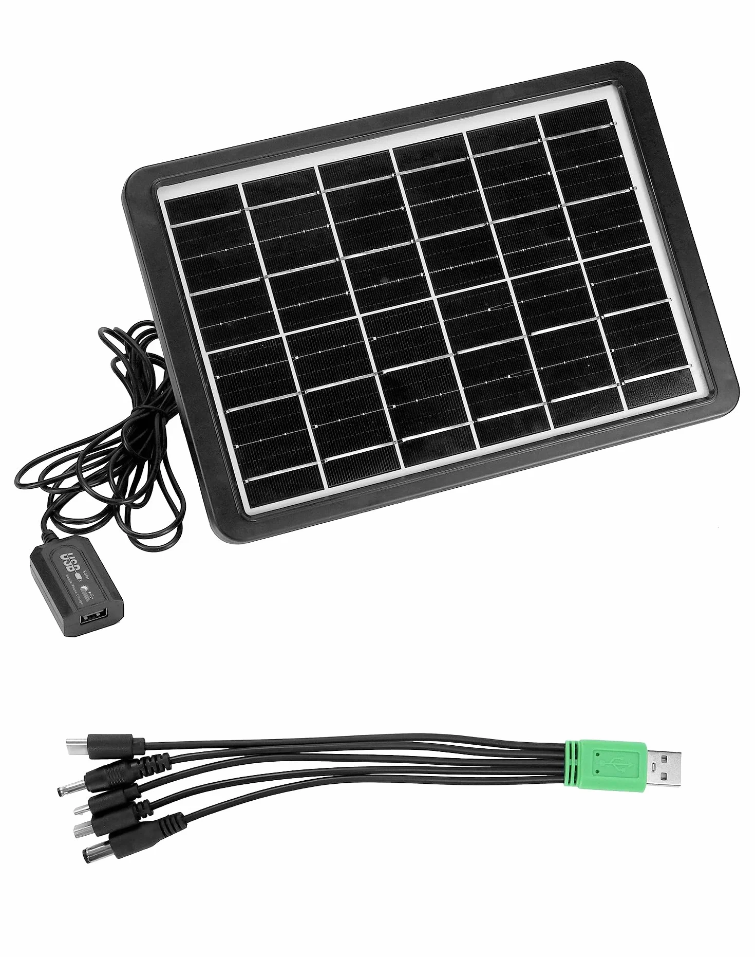QWORK®Ładowarka słoneczna do telefonów komórkowych Mini USB Panel słoneczny do aktywności na świeżym powietrzu — 8 W 1,6 A 6/12 V — IP65 Wodoodporny