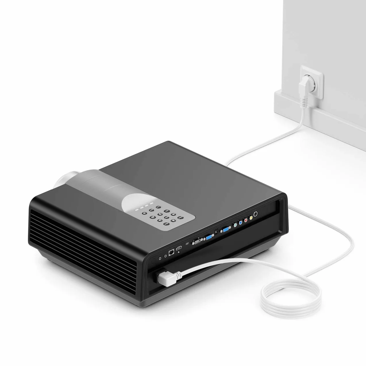 deleyCON 3,0m Kabel Zasilający Przewód Sieciowy Wtyk Ochronny Typ F (CEE 7/7) 90° Kątowy na Gniazdo C13 90° Kątowe Prawe PC Komputer Monitor Drukarka Projektor - Biały