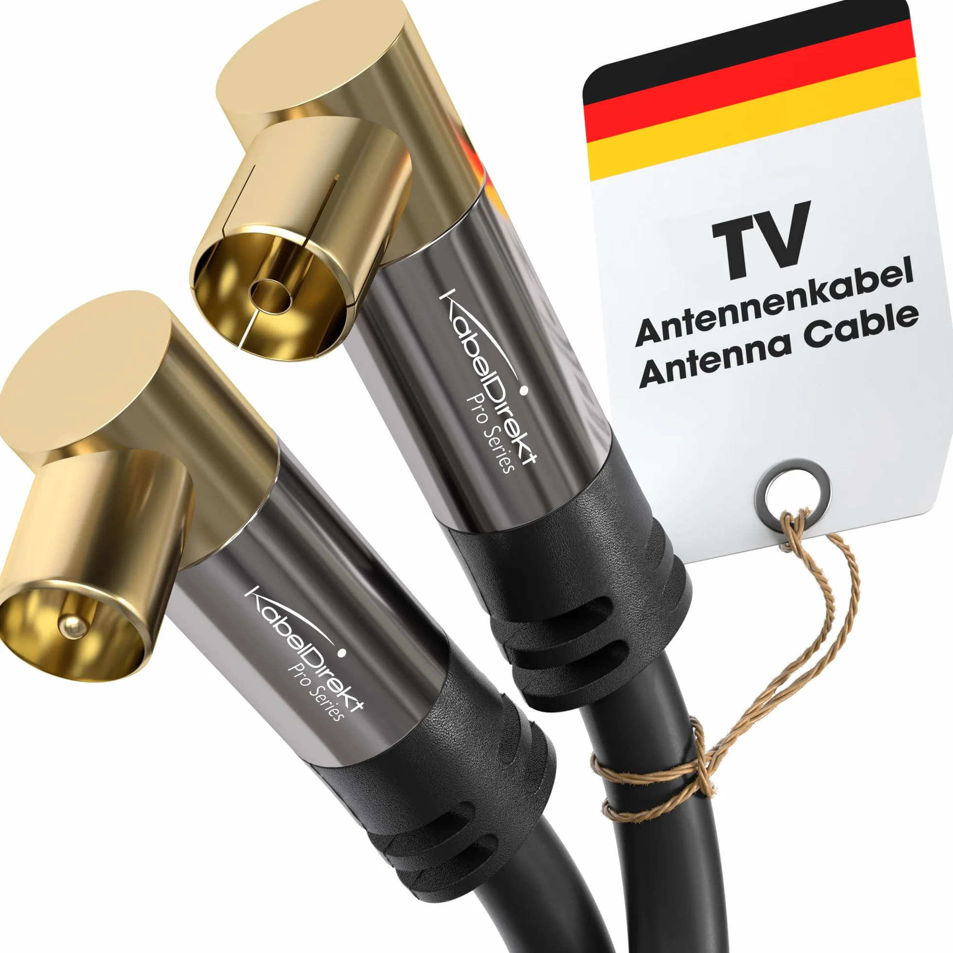 KabelDirekt – Kabel Antenowy 4K, koncentryczny – 90° kątowy – 12,5 m – Kabel TV cyfrowy i analogowy – Dostępny w 0,5-20 m (Kątowy wtyk/kątowe gniazdo, do DVB-C/DVB-T/DVB-S, czarny)