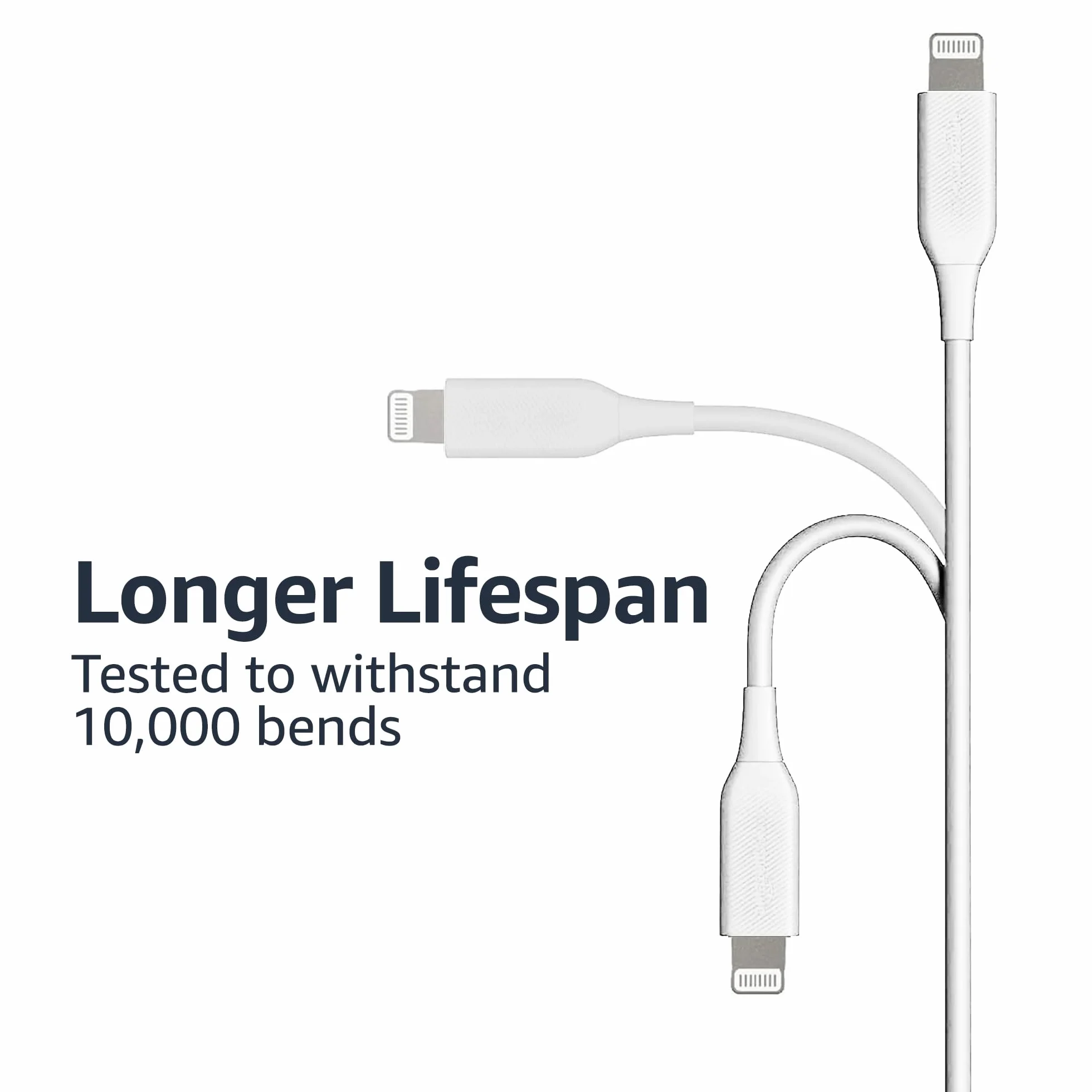 Amazon Basics Kabel połączeniowy Lightning na USB-A, certyfikowany przez MFi kabel do ładowania do iPhone'a, biały, 0,9 m