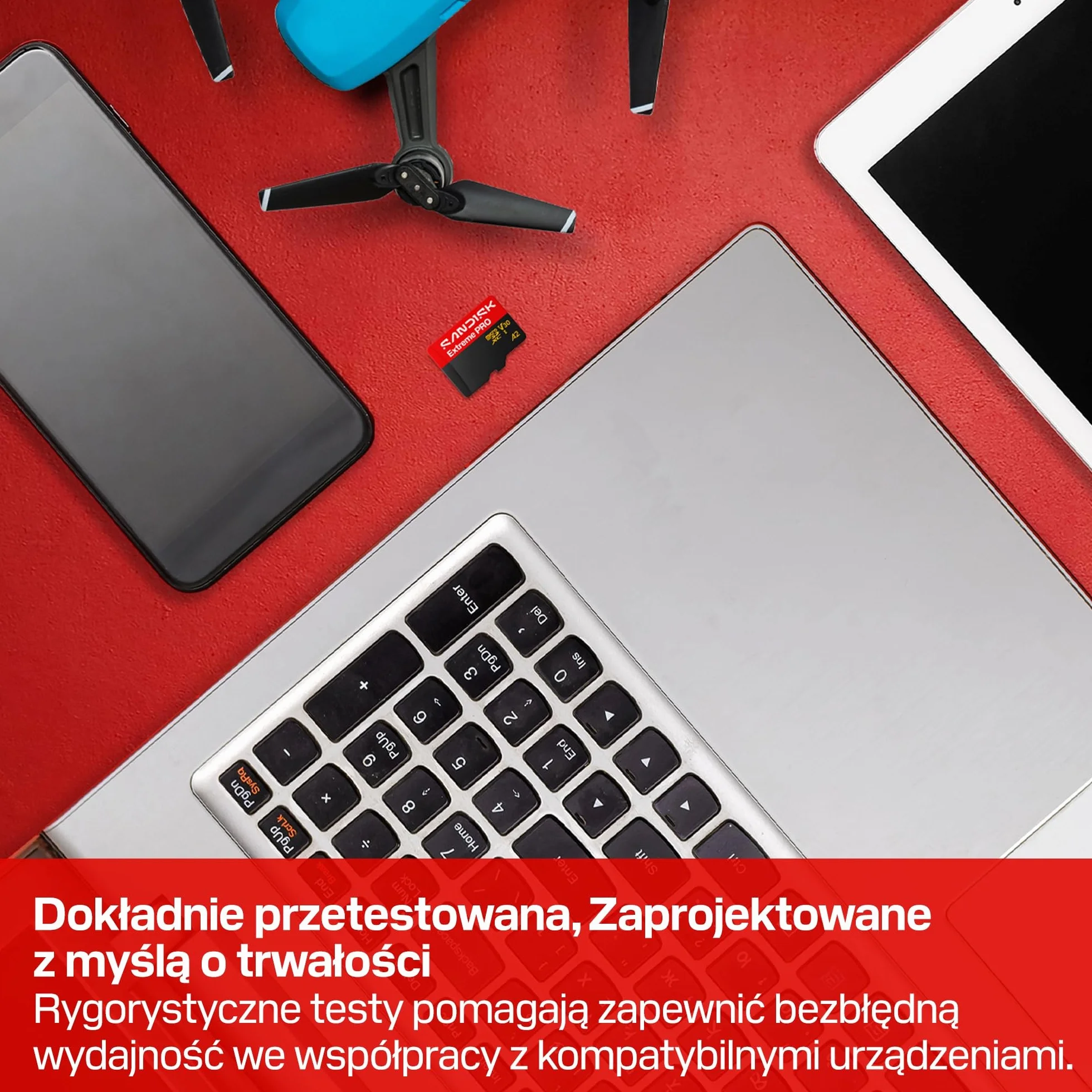 SANDISK Extreme PRO microSD Karta UHS-I + SD Adapter, 512 GB (prędkość odczytu do 250 MB/s i prędkość zapisu do 170MB/s, 5K, 3K, 4K UHD, C10, V30, U3, A2)