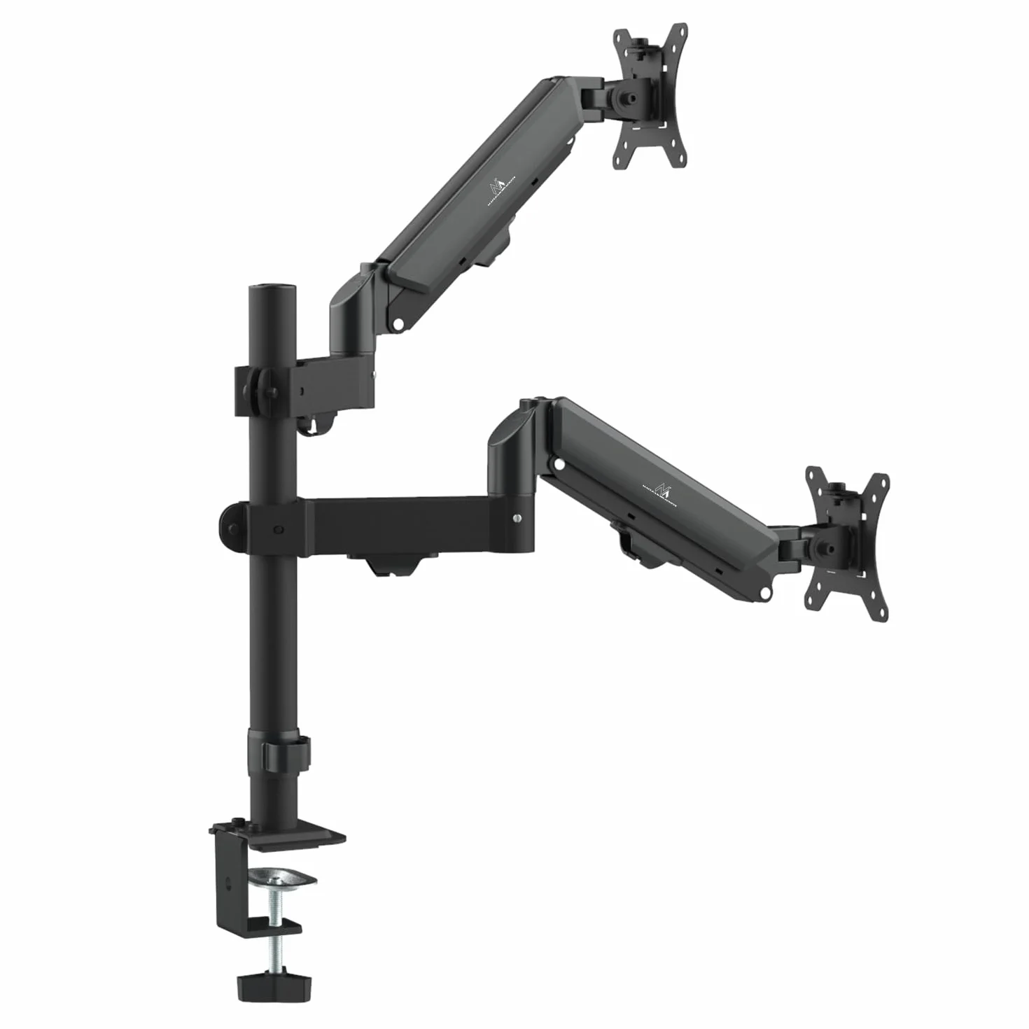 Maclean MC-136 podwójny uchwyt na monitor 17-32", ze sprężyną gazową, regulacja wysokości, ergonomiczne, wychylne ramię monitora, do biura, domowego biura i gier, czarny