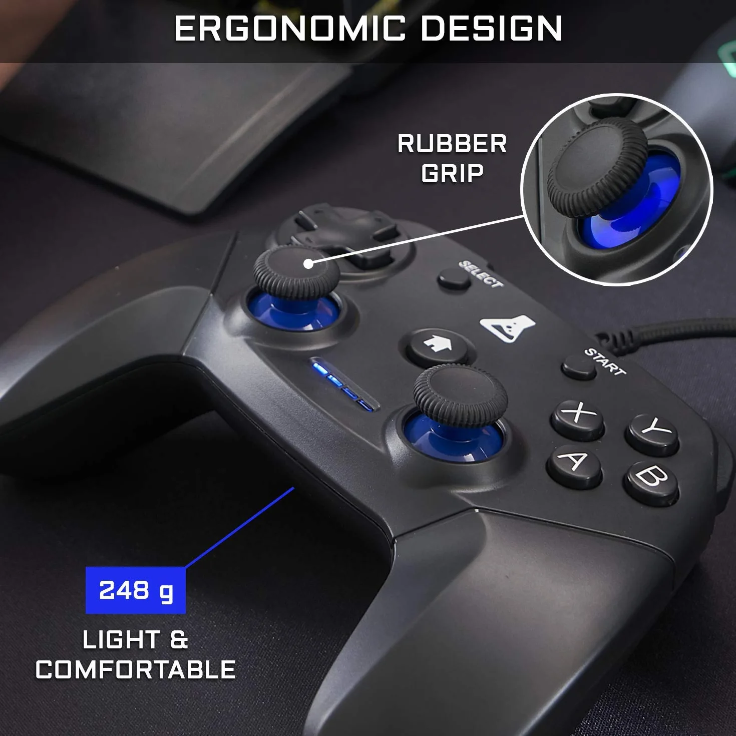 THE G-LAB K-Pad Thorium Przewodowy kontroler gier USB Gamepad dla PC PS3 Windows Android (czarny)