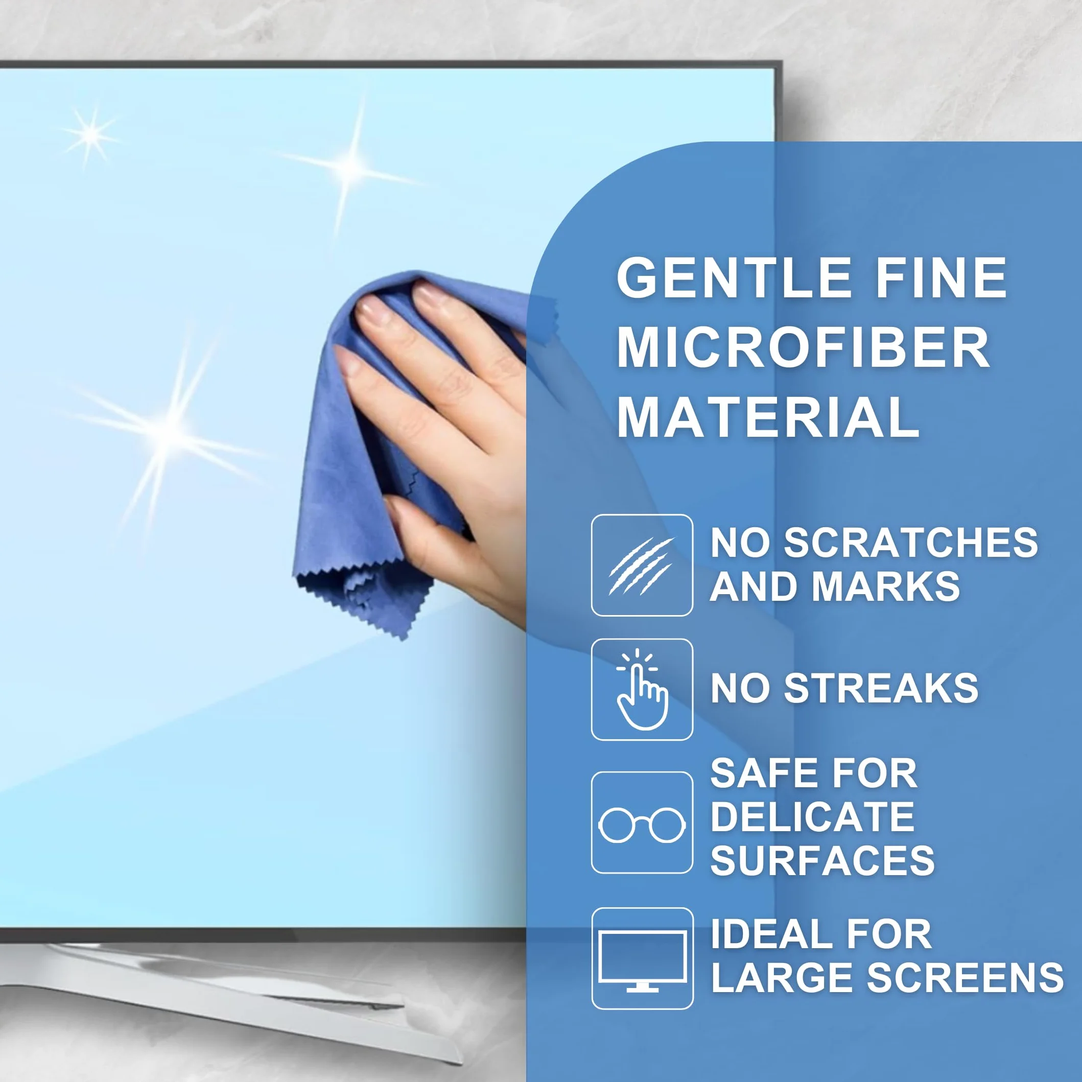 Eco-Fused XL Microfiber Cleaning Cloths - 5 Pack - 12 x 12 inch (30.5 x 30.5 cm) - Quickly Remove Fingerprints, Dust and Smudges from Tablet, TV and Notebook Screens without Scratches or Marks