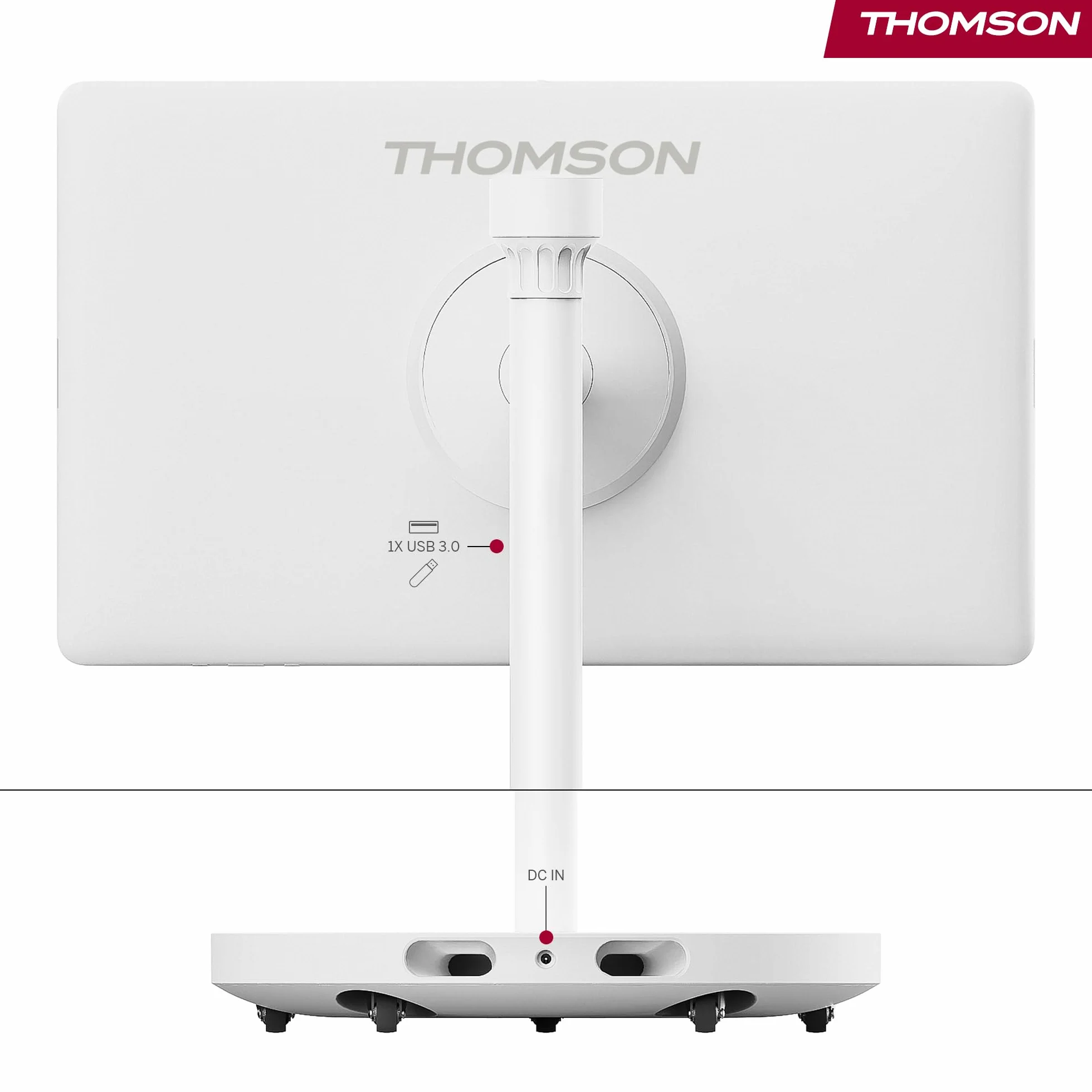 Thomson Go Plus Pro 27-calowy (69 cm) Inteligentny Ekran Dotykowy FHD, Android, Sterowanie Głosowe, Hotspot, Kamera 5MP, Subwoofer, WiFi 6, Bluetooth, 4 Godziny Baterii, Przenośny Stojak - 27FE7M45