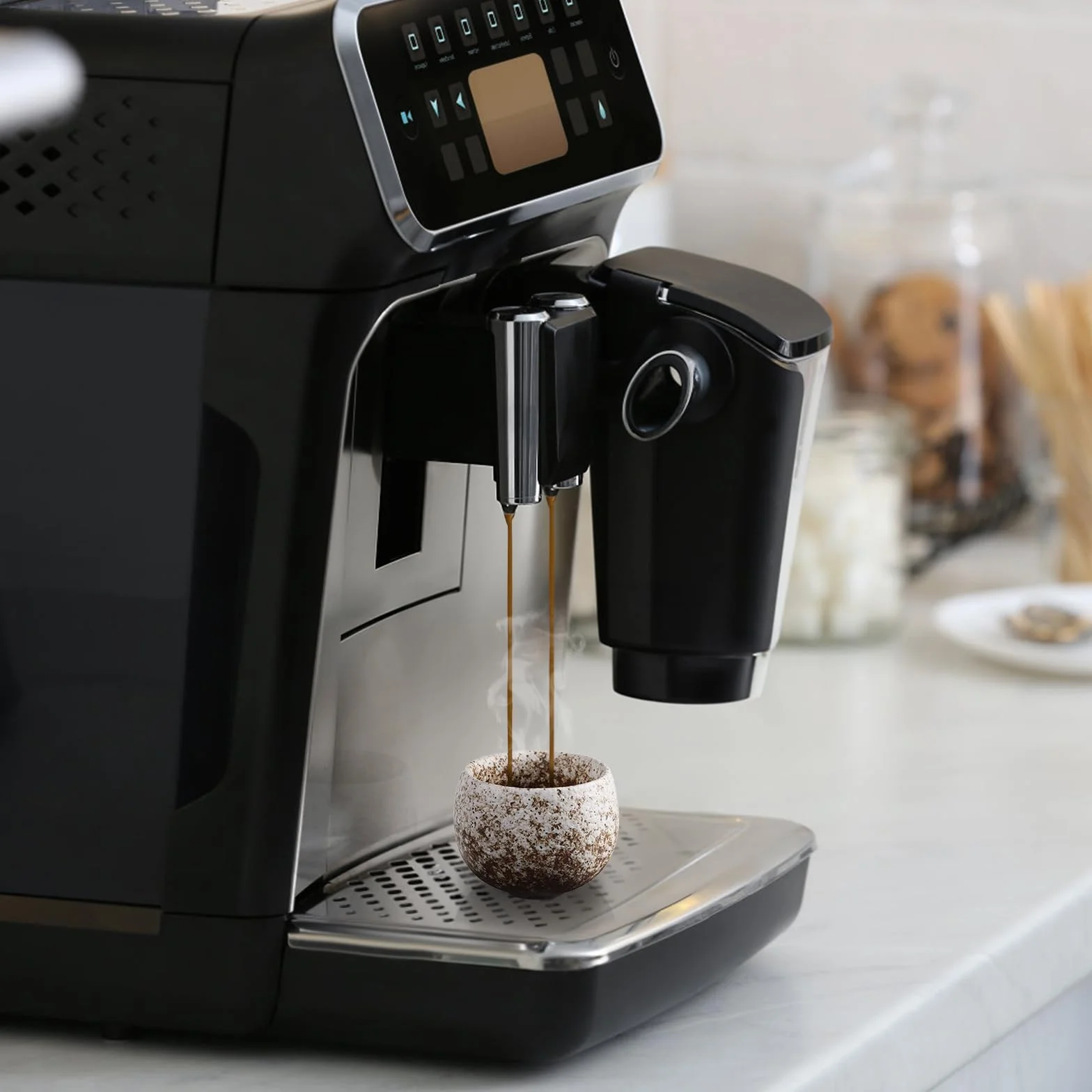 ecooe Filiżanki do espresso o grubych ściankach z kamionki, zestaw 5 sztuk, 50 ml, ręcznie wykonane porcelanowe filiżanki do kawy, ceramiczne filiżanki do herbaty, prezenty dla kobiet, mężczyzn