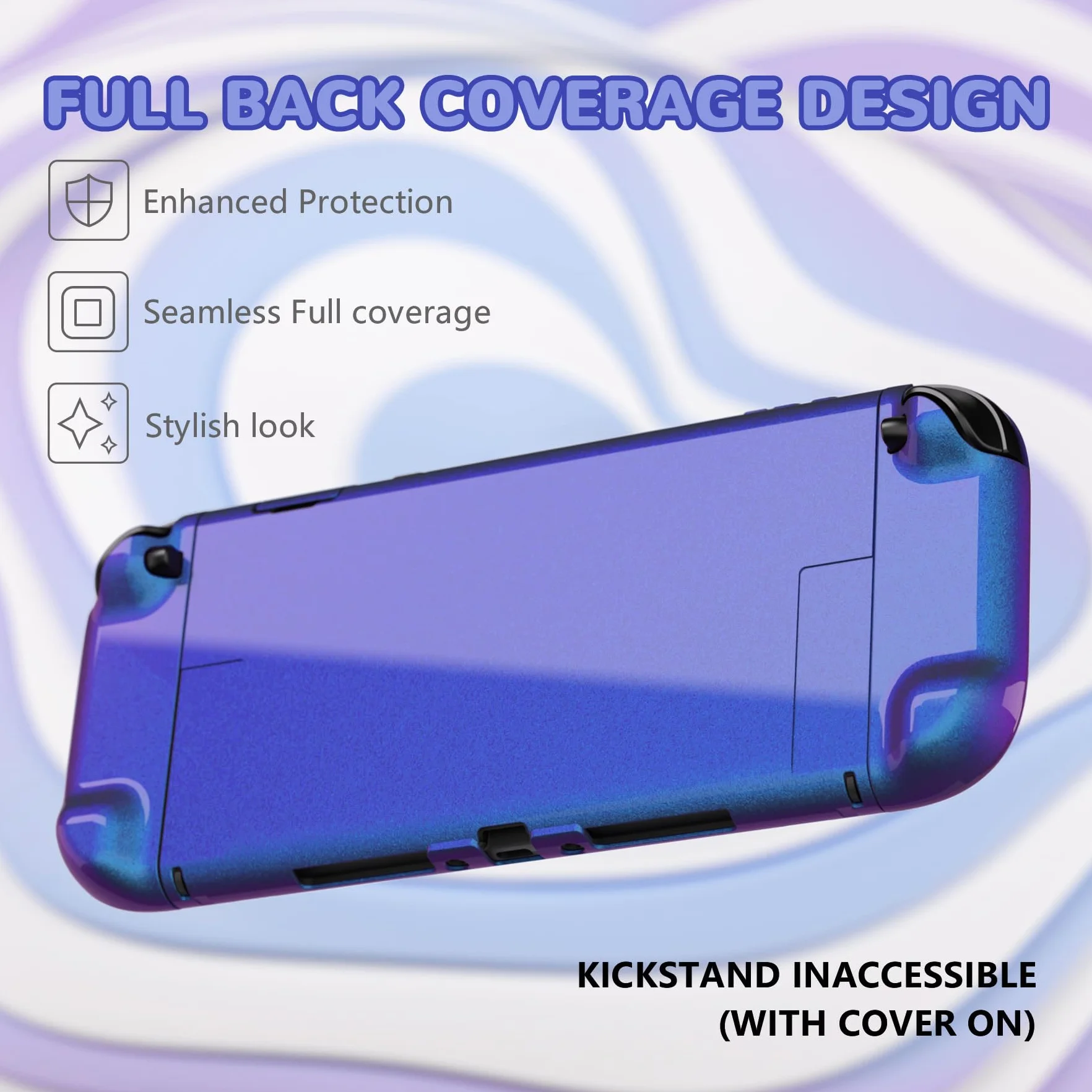 PlayVital Etui do Switch 2 Akcesoriami,Twarda Osłona Ochronna do Switch 2 z Uchwytem Grip,Podpórką & Nakładką Joystick,Etui Dokowalne–Kameleon Fioletowy Niebieski