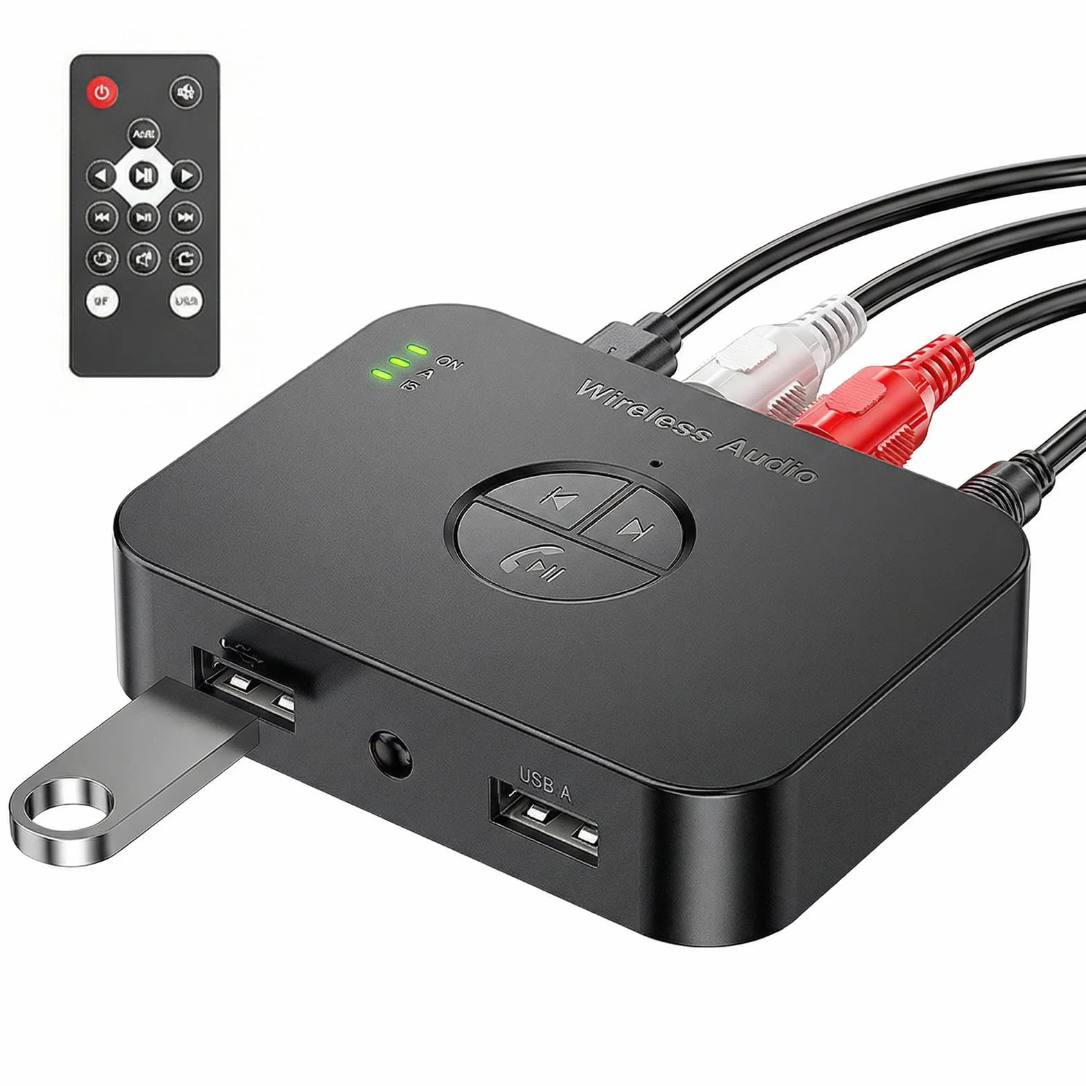 Adapter Bluetooth stereo, 6.0 adapter stereo, odbiornik Bluetooth z pilotem zdalnego sterowania AUX 3,5 mm RCA, nadajnik HiFi do głośników TV, projektorów