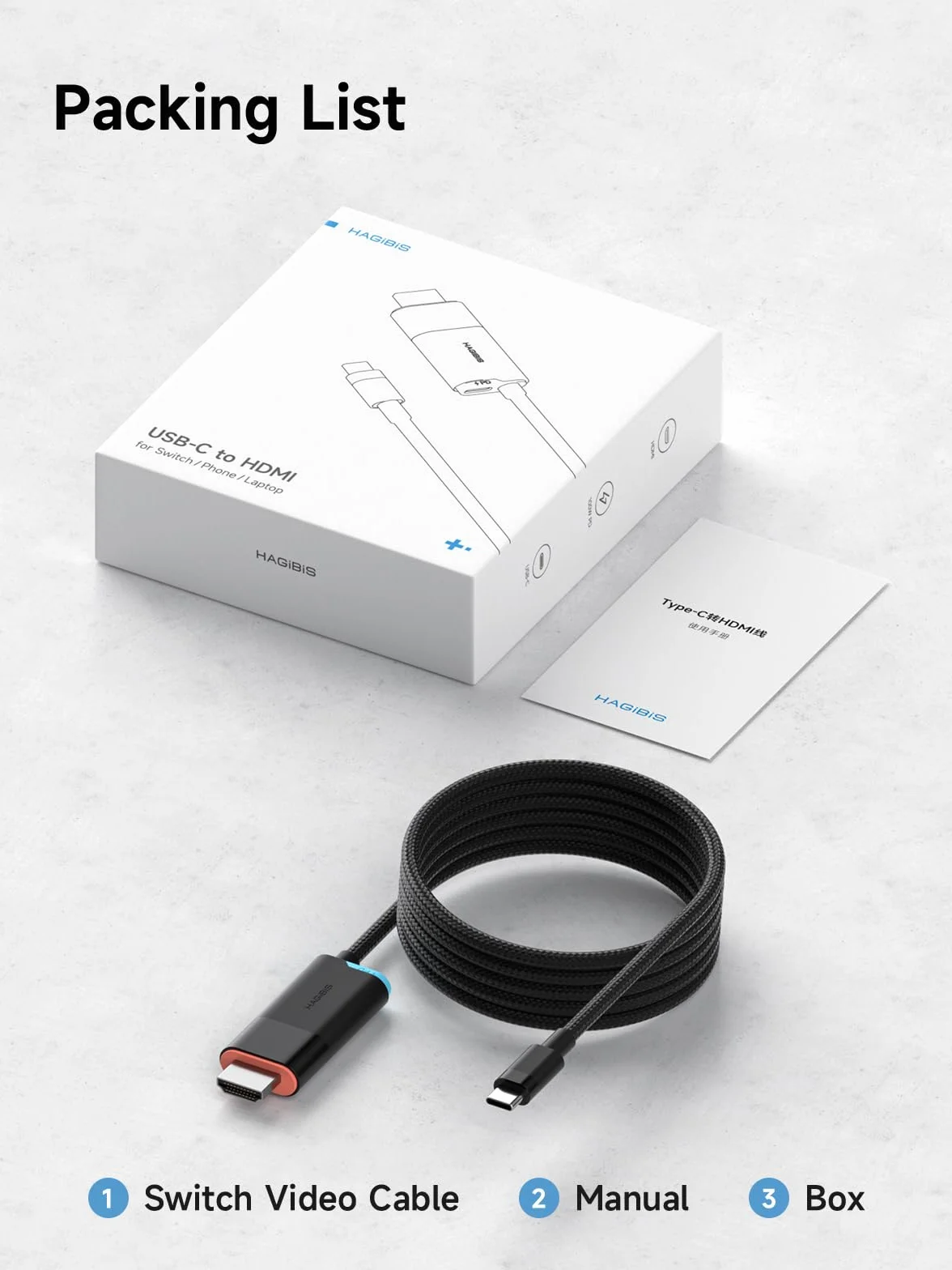 Hagibis Stacja dokująca Switch2 do Nintendo Switch1/2 i Switch OLED, USB C na HDMI z 4K przy 60 Hz, 100 W PD, adapter typu C na HDMI