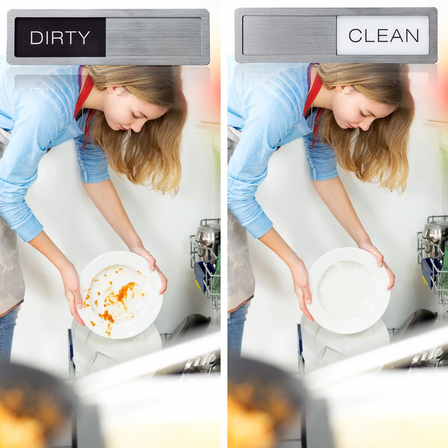 GlamRays Czysty / brudny szyld przesuwny Clean Dirty Dishwasher Sign Zmywarka Magnes Znak Zmywarka Zmywarka Akcesoria kuchenne Magnes Gadżety kuchenne