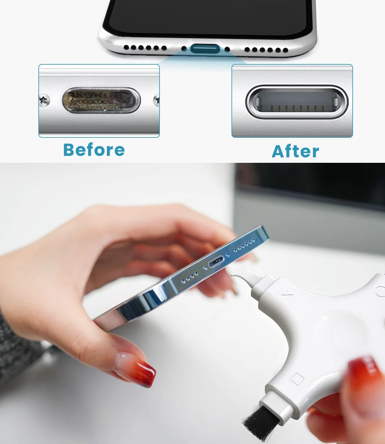 Nalezuns Zestaw do czyszczenia telefonu komórkowego, zestaw do czyszczenia Airpods, 4 w 1, zestaw do czyszczenia klawiatury, laptopa, tabletu, komputera, monitora PC, aparatu z rozpylaczem