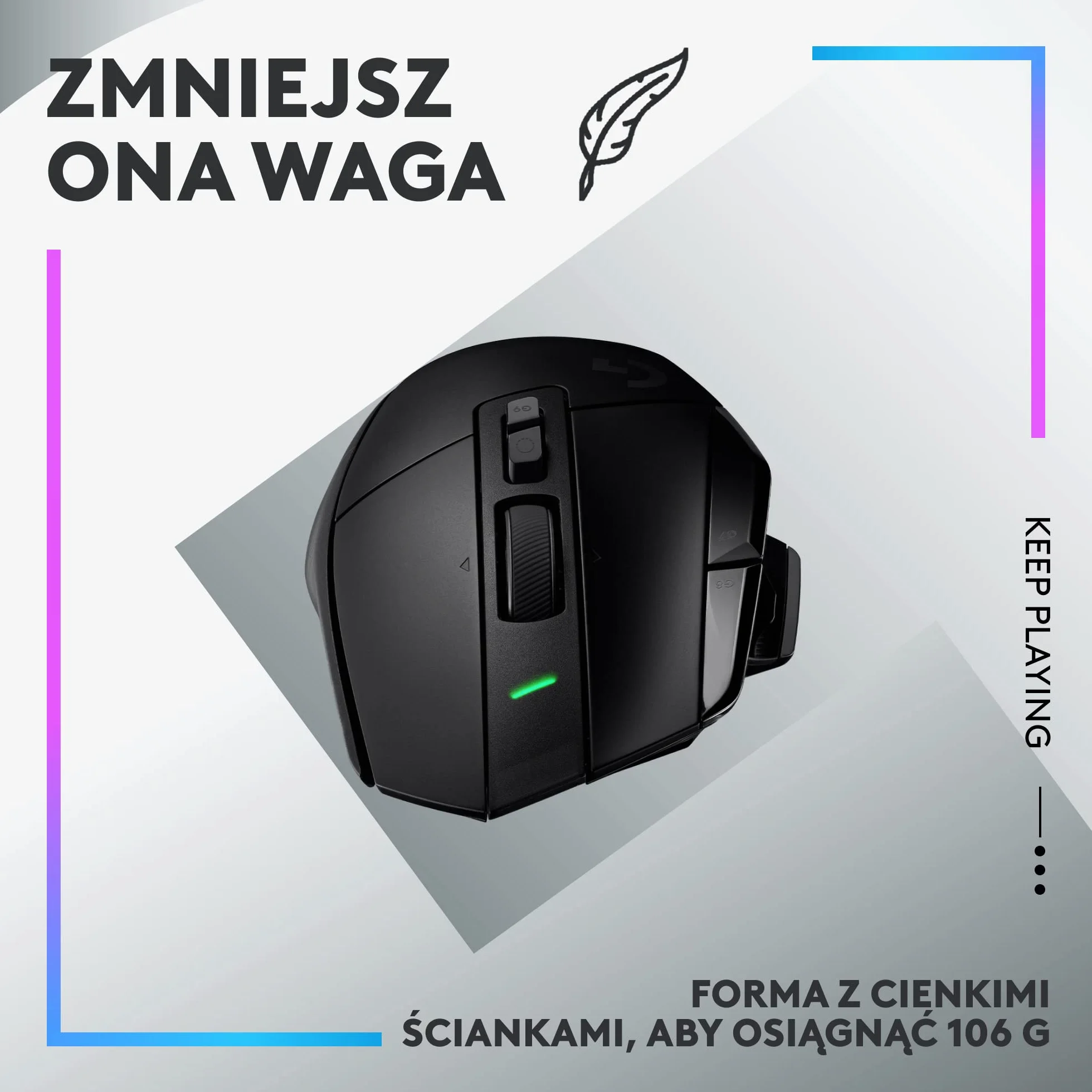 Logitech G502 X bezprzewodowa, podświetlana mysz gamingowa, hybrydowe optyczne przyciski LIGHTFORCE, LIGHTSYNC RGB, sensor HERO 25K, kompatybilna z PC - macOS/Windows - Czarny