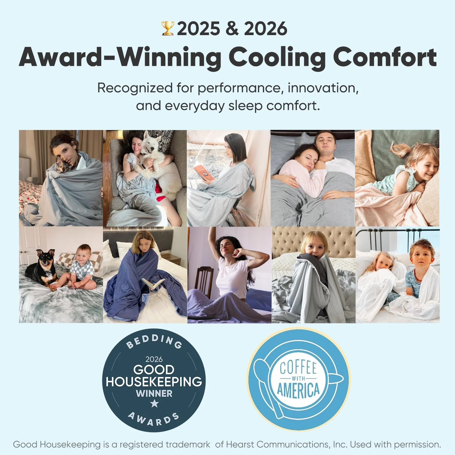 Koc chłodzący Elegear 150x200 cm na nocne poty, Q-Max>0.5, letni koc z włókna Arc-Chill 3.0 dla osób gorąco śpiących. Oddychający, lekki, rozmiar Podwójne/Królewskie, niebieski w paski