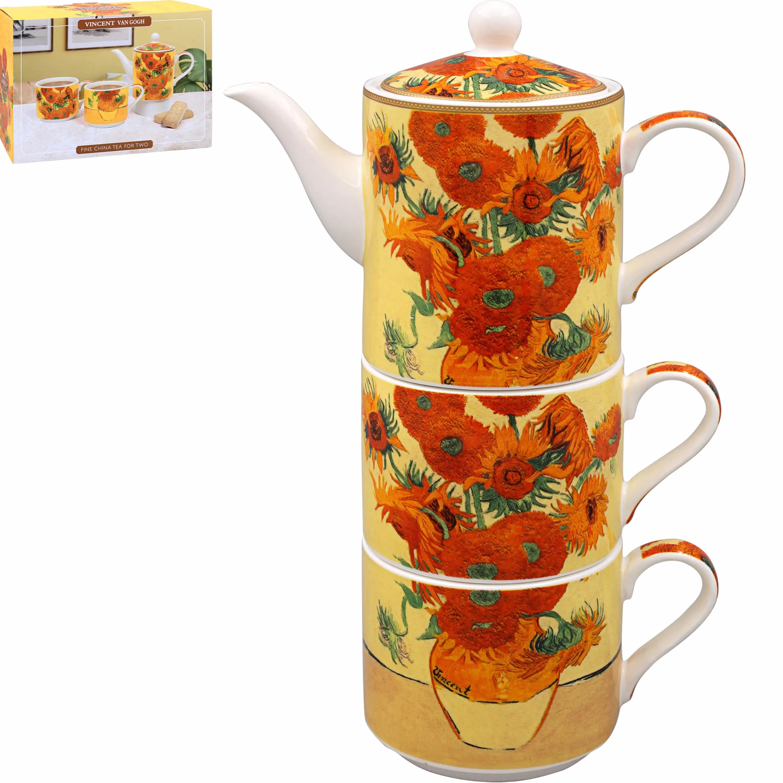 Lesser & Pavey zestaw do herbaty Vincent Van Gogh ceramiczny kwiatowy wzór