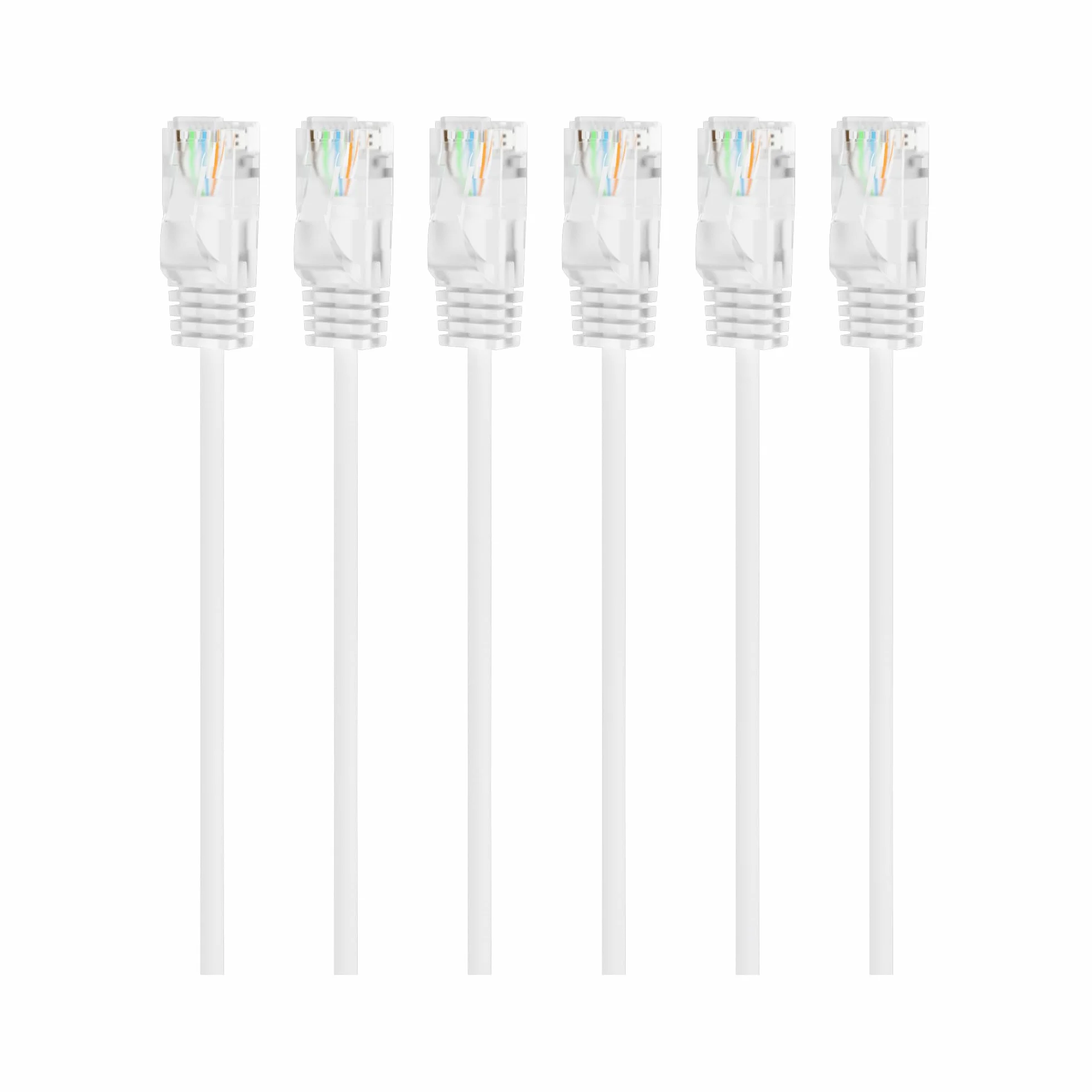 Ultra cienki/cienki OD:2,8 mm CAT 6 kabel Ethernet (6 szt.), 0,15 m, elastyczny kabel sieciowy UTP 1,0 Gbit/s, RJ45 biały kabel LAN, do sieci domowych, modemów, routerów, skrzynek
