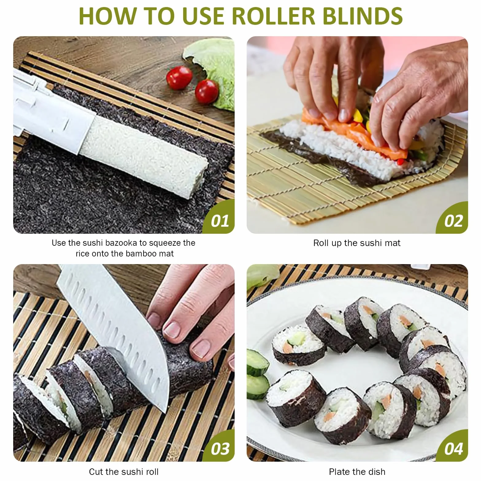 Sushi bazooka zestaw do robienia sushi z matą do wałkowania sushi, forma rolkowa do sushi, plastikowy ryż warzywo mięso domowej roboty DIY zestaw do robienia sushi, obrabiarki, przybory kuchenne,