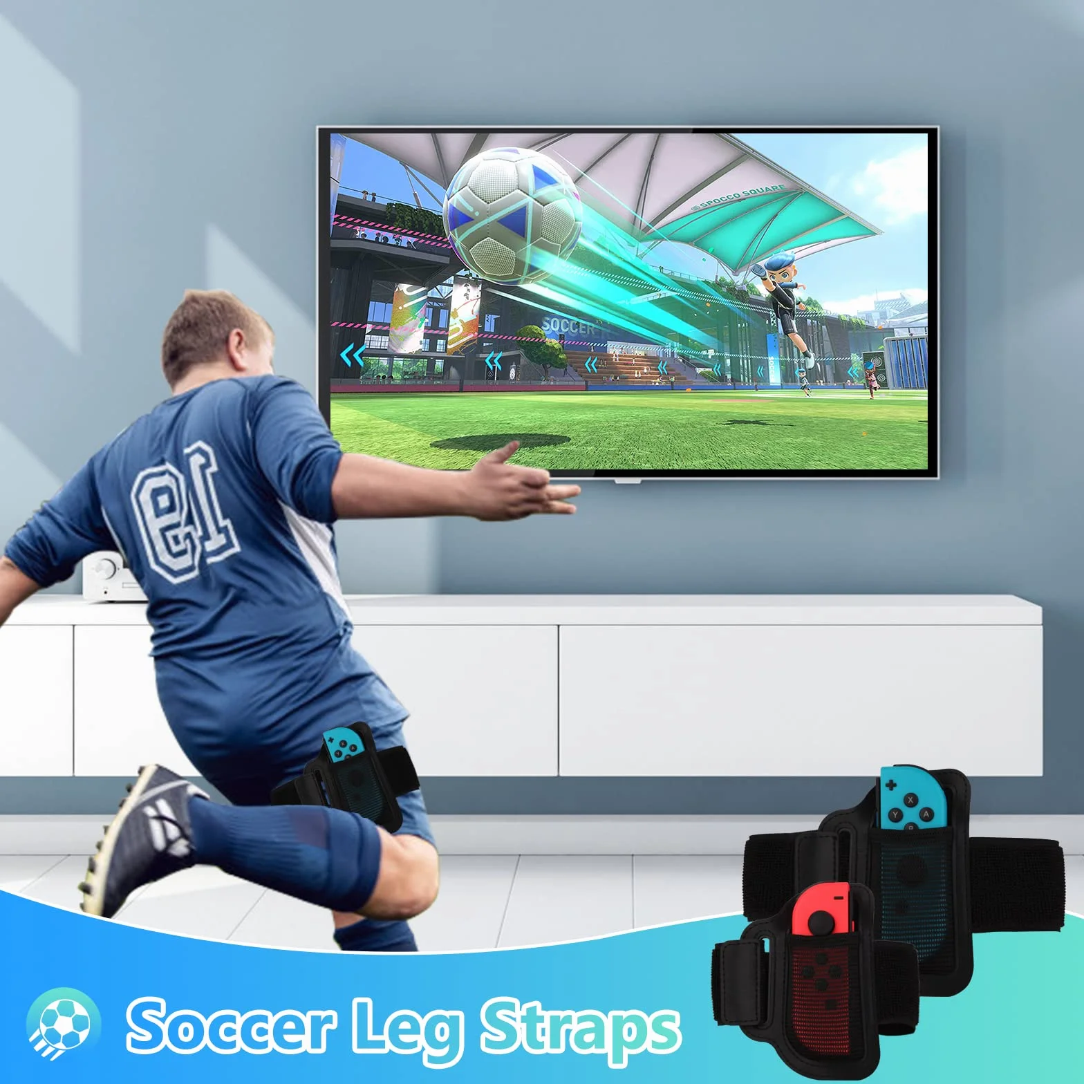 OLDZHU 12 w 1 Zestaw akcesoriów sportowych do Nintendo Switch OLED z rakietami tenisowymi, kijami golfowymi, mieczem, paskami na nadgarstki i nogi Niebiesko-zielony