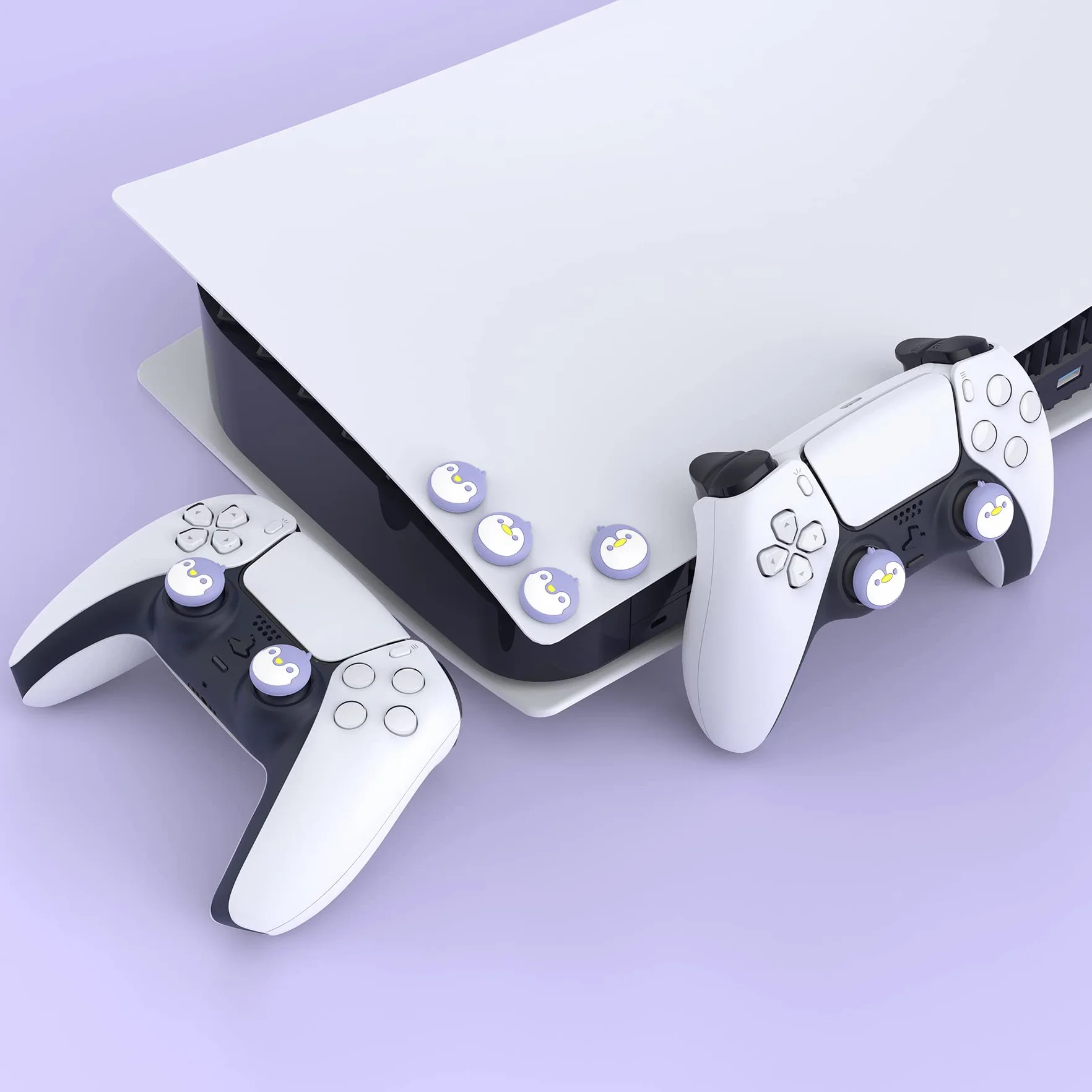 PlayVital 4PCS Thumb Grip Caps do ps5 Controller Nakładki na kciuk do ps4,Analogowa Osłona Sztyftu kompatybilny z Xbox Series X/S,Uchwytami na Kciuki do Switch Pro-Jasny Fiolet