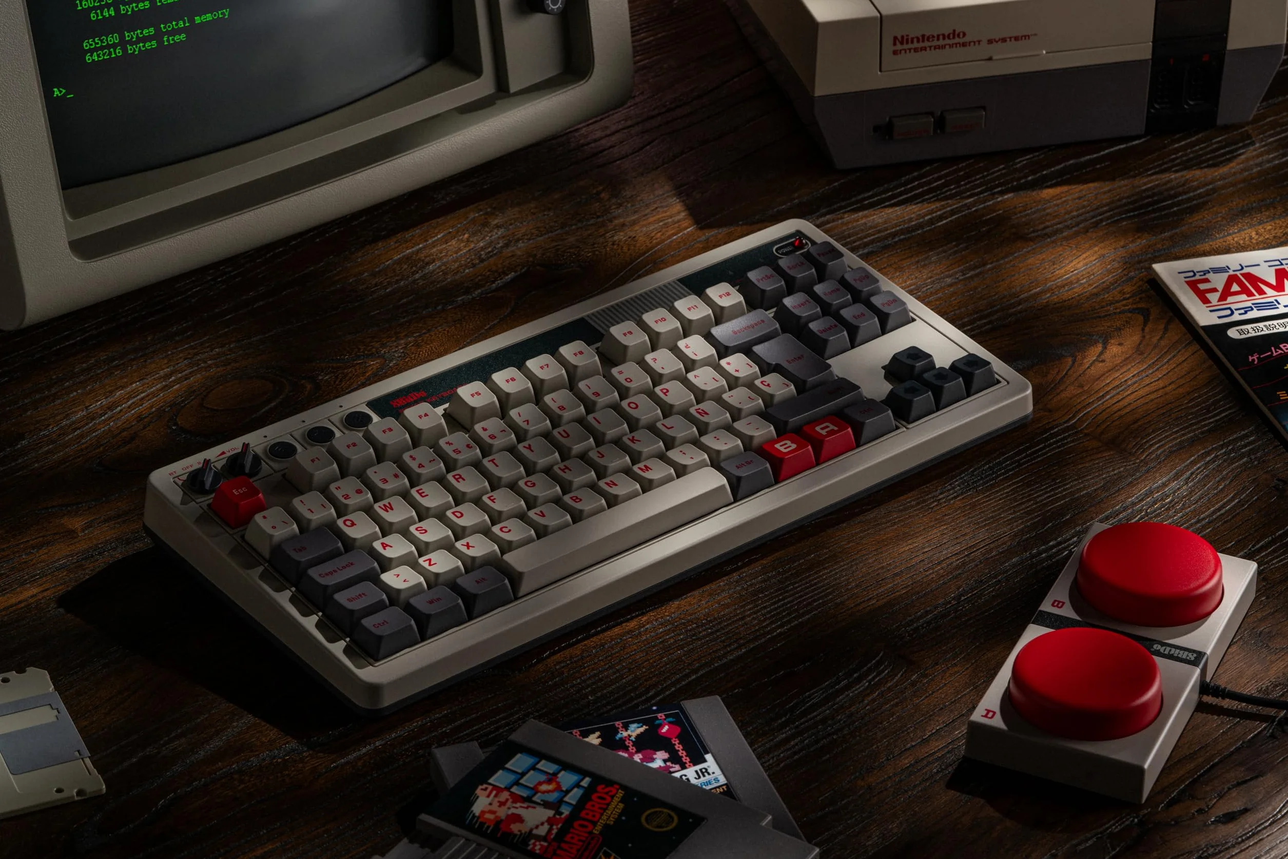 8Bitdo Retro Mechanical Keyboard, Bluetooth/2.4G/USB-C Hot Swappable Gaming Keyboard, 87 Keys, Dual Super Programmable Buttons for Windows and Android, QWERTY Spanish ISO Layout