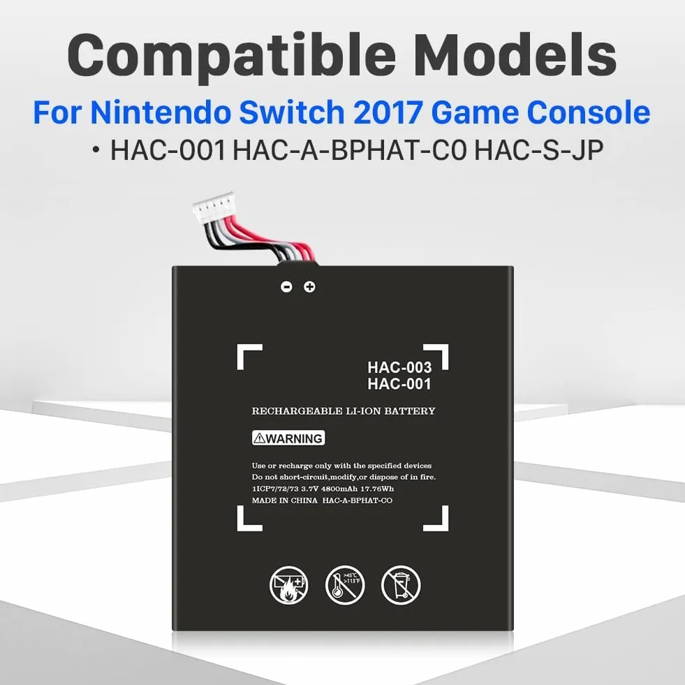 Akumulator do HAC-003, zmodernizowany akumulator litowo-jonowy o dużej pojemności 4800 mAh, kompatybilny z Nintendo Switch 2017 HAC-001, HAC-A-BPHAT-C0 HAC-S-JP, konsola do gier, akumulator z zestawem