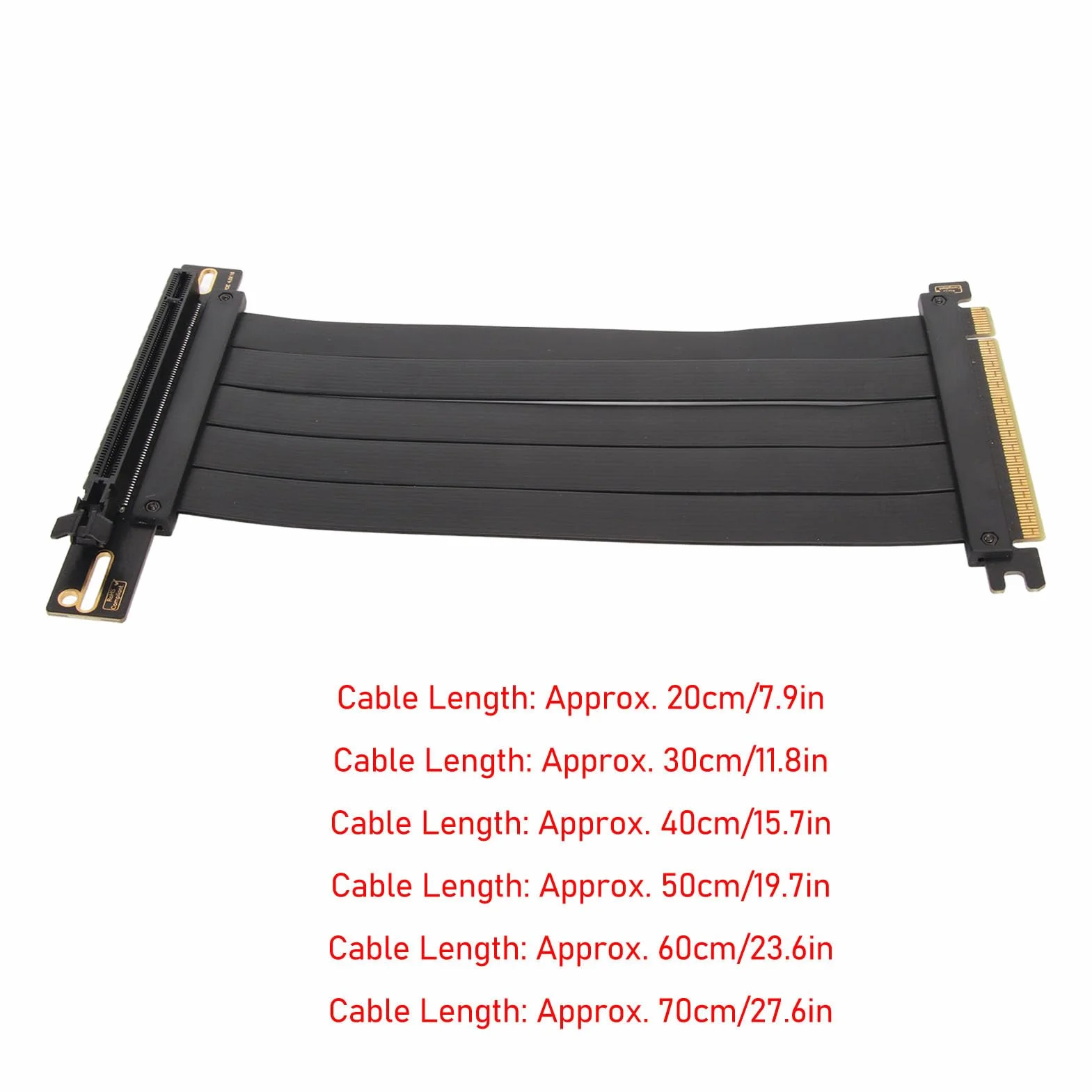 Kabel Riser PCIE 4.0, do RTX 4090 RX 7000 Czarny, 16x Ekranowany, Szybki, Elastyczny Kabel Riser GPU 90 Stopni, z Portem PCI Express (-2612230164016)