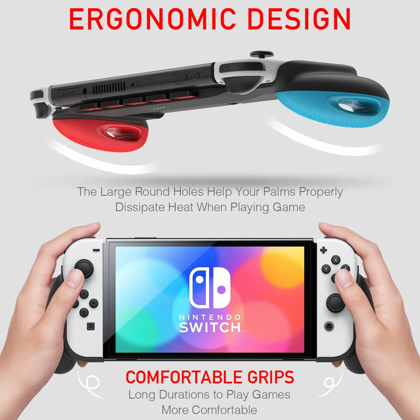 Etui z uchwytem kompatybilne z modelem Nintendo Switch OLED, unikalne, ulepszone, zaprojektowane z 5 przegródkami na gry, wygodne i ergonomiczne akcesoria do przełączników