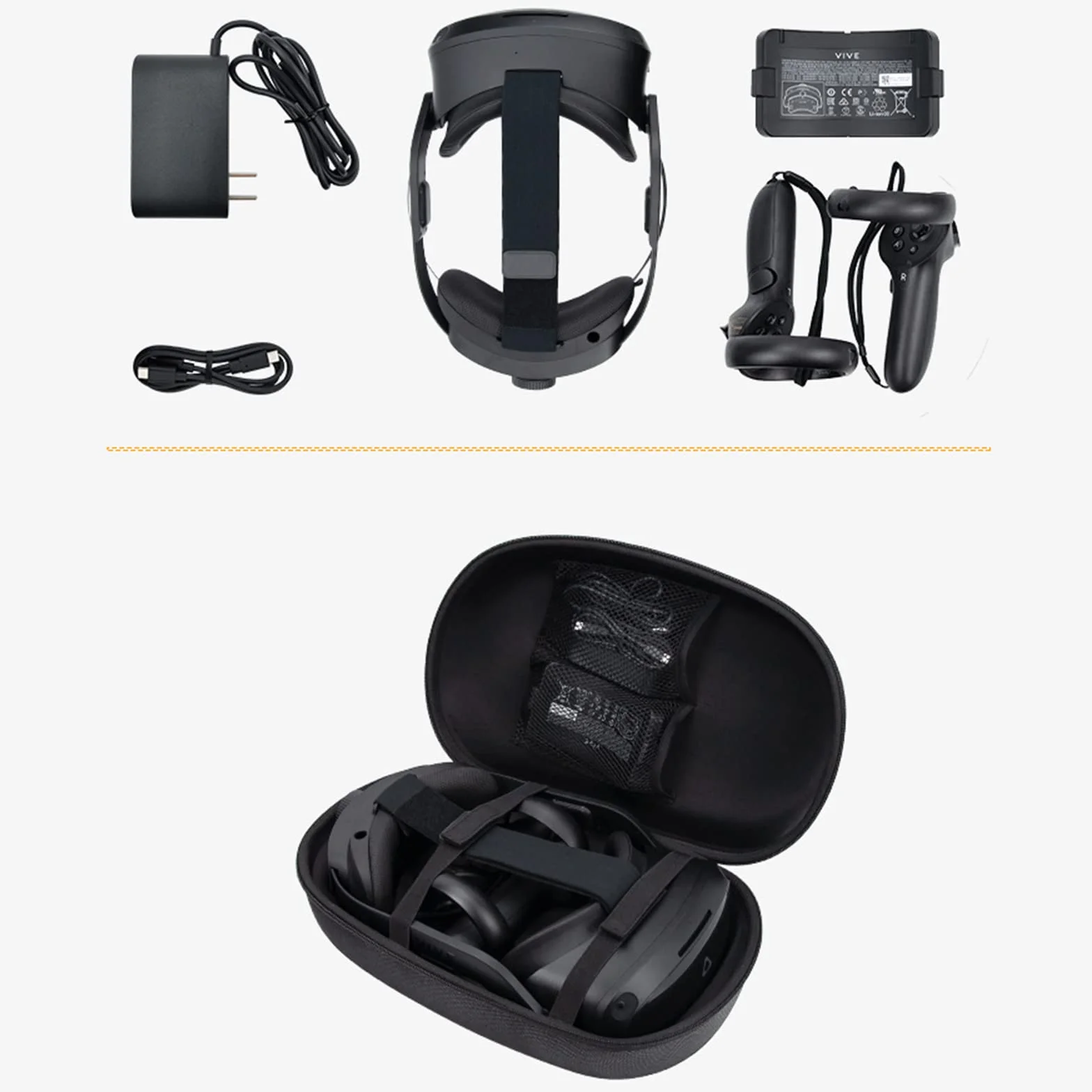 Torba do przechowywania okularów HTC Vive Focus 3 VR, twarda obudowa EVA, odporna na wstrząsy obudowa ochronna podróżna torba do przechowywania pasuje do zestawu słuchawkowego i kabli Vive Focus 3