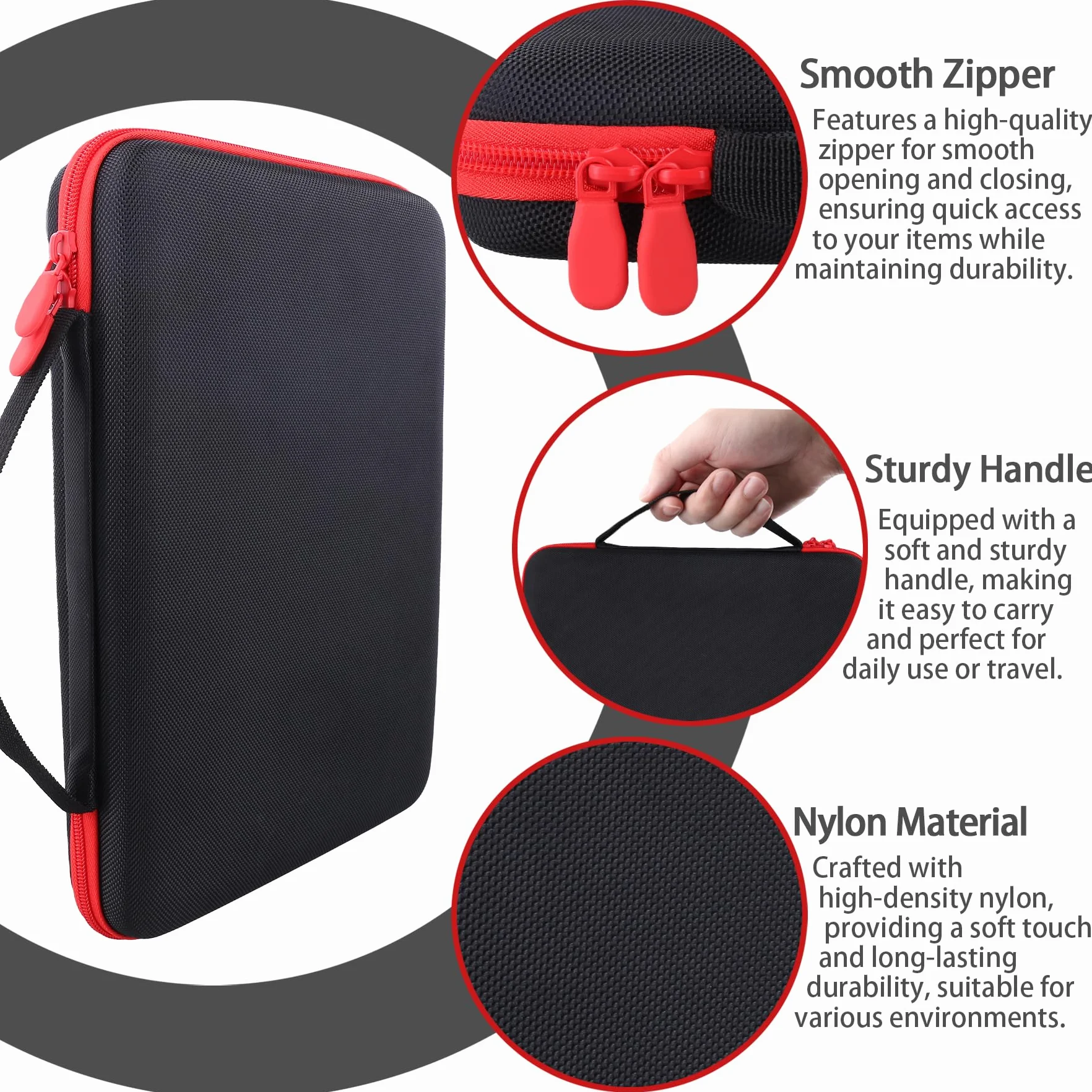 co2CREA Etui zastępcze do 8BitDo All-Button Arcade Controller do Switch i Windows (czarna obudowa + czerwony zamek błyskawiczny)