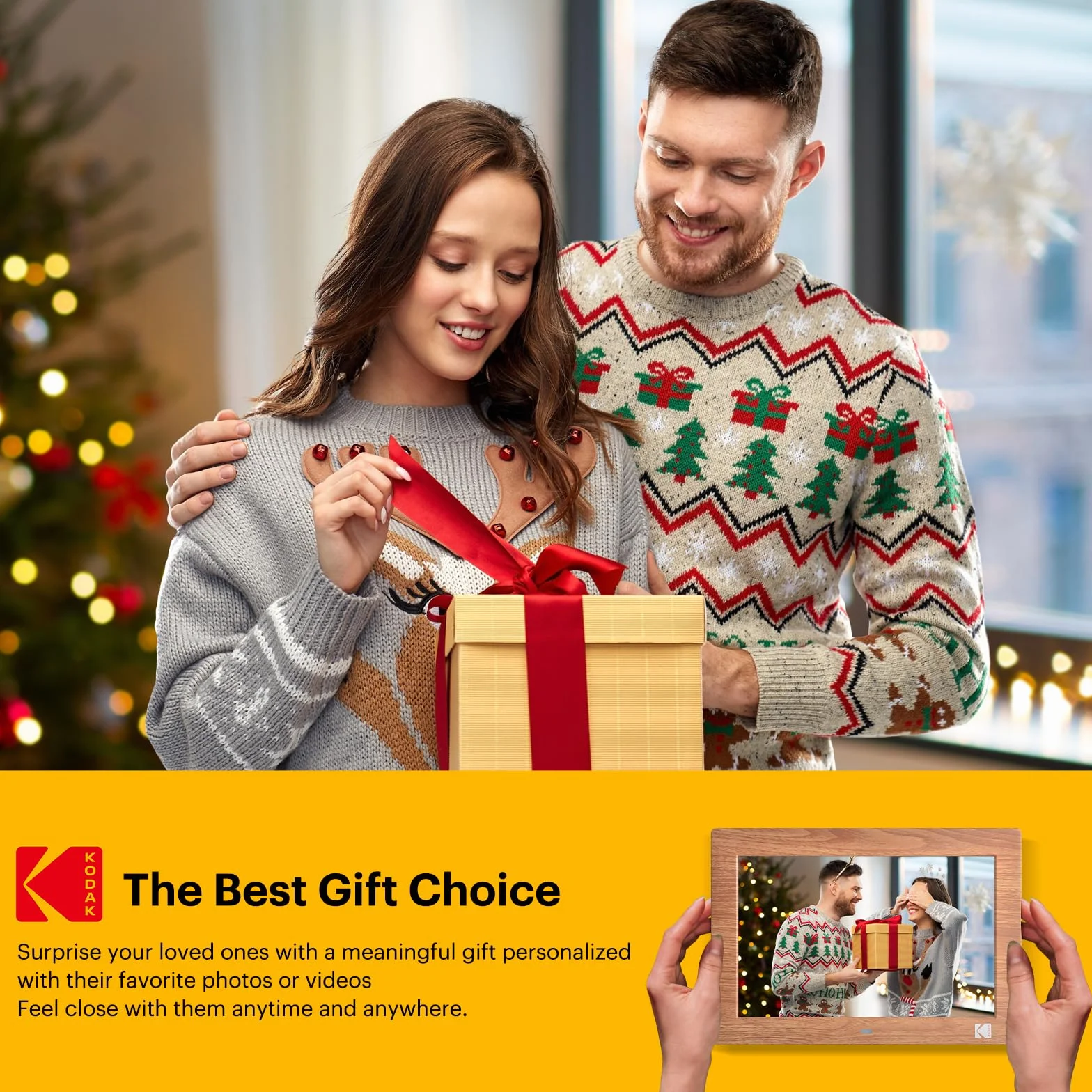 KODAK 10-calowa cyfrowa ramka na zdjęcia, cyfrowa ramka na zdjęcia bez WiFi z pilotem, elektroniczna ramka cyfrowa z ekranem HD IPS, zdjęcia/wideo/odtwarzacz muzyki, automatyczne włączanie/wyłączanie