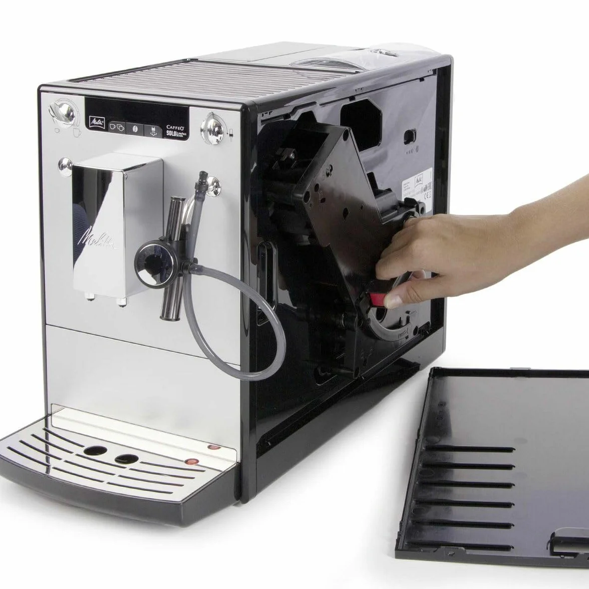 Melitta SOLO & Perfect Milk E957-103, w pełni automatyczny ekspres do kawy Bean to Cup, automatyczny ekspres do cappuccino, srebrny