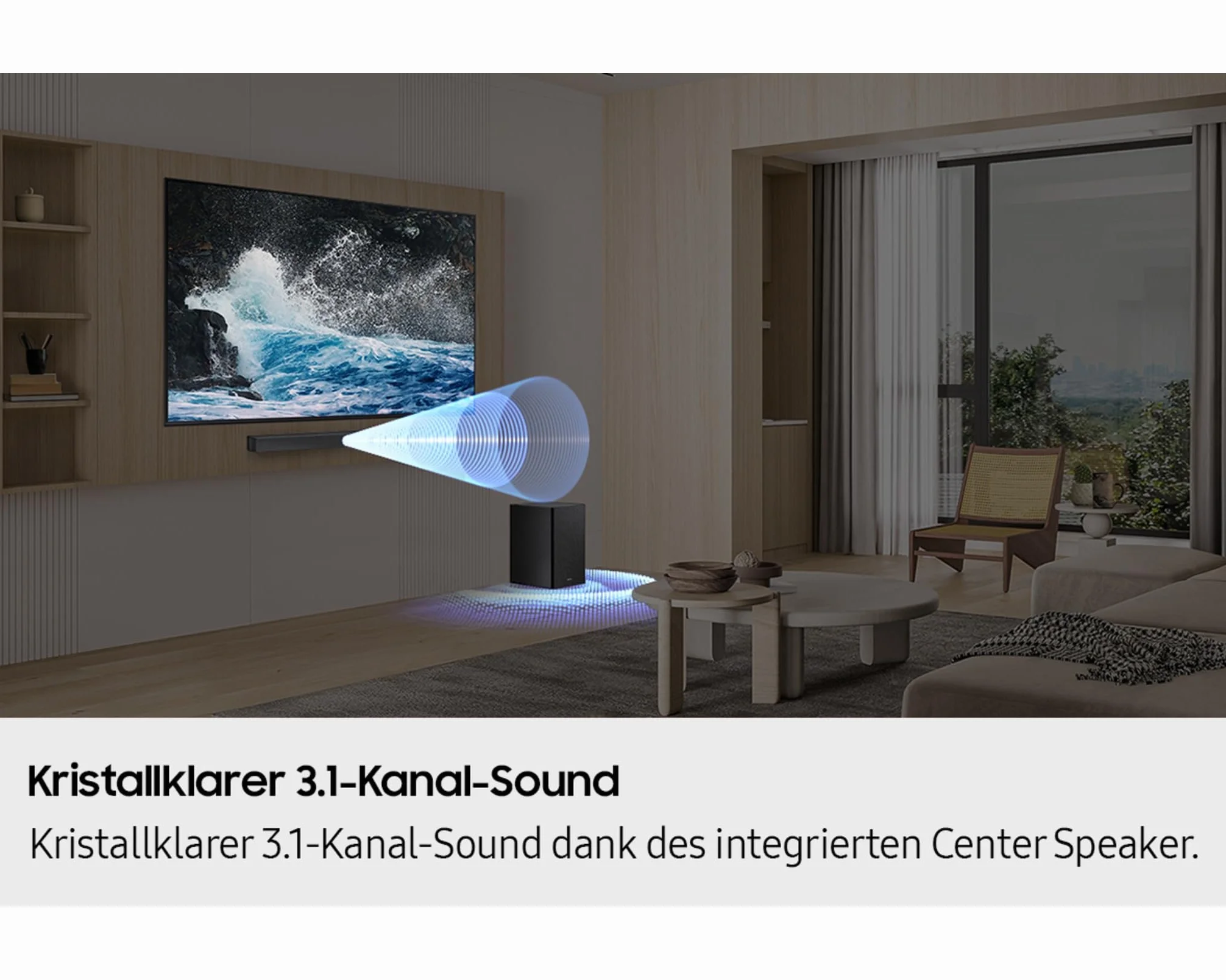 Samsung HW-B650F 3.1-kanałowy soundbar do telewizora, bezprzewodowy subwoofer, Dolby Atmos i DTS Virtual:X, Q-Symphony and Adaptive Sound