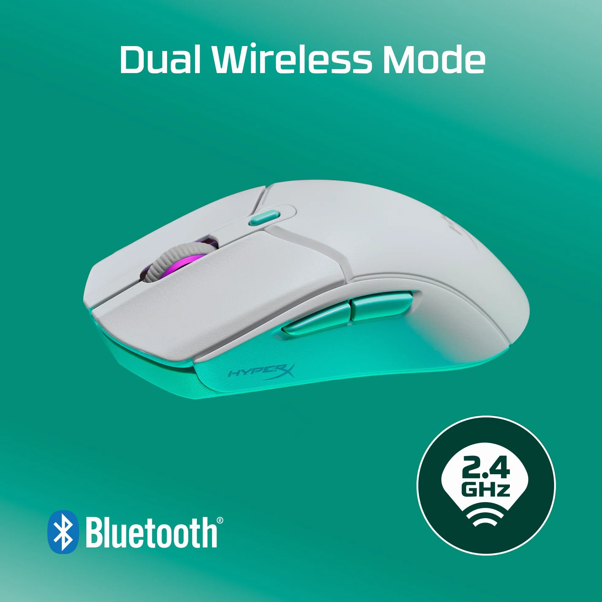 HyperX Pulsefire Haste 2 Core Wireless mysz gamingowa, biała, podwójna łączność bezprzewodowa