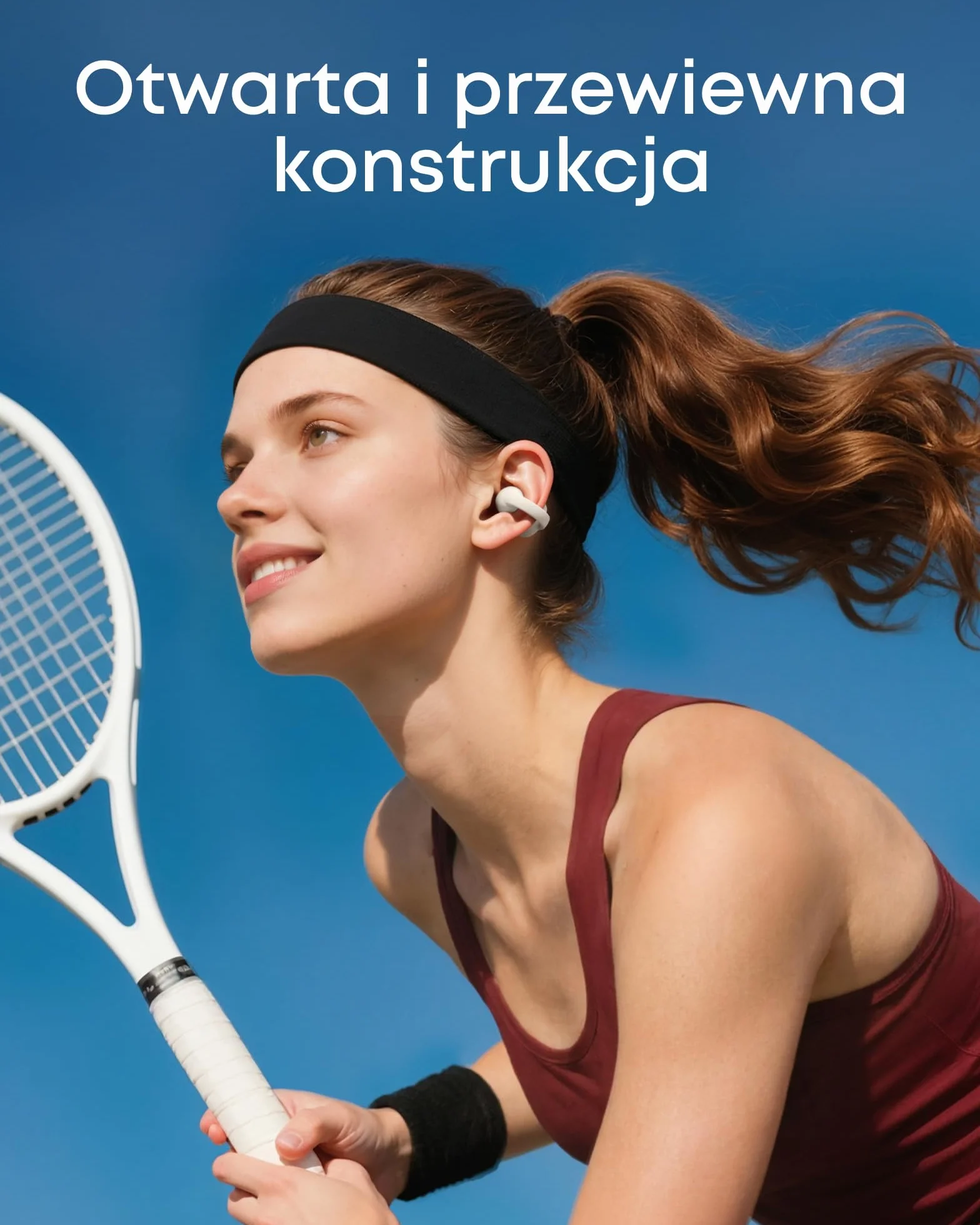 Słuchawki soundcore C50i firmy Anker, słuchawki typu open-ear, wkładki douszne z klipsem, wyjątkowy komfort, konstrukcja FlexiClip, przetworniki 12 mm zapewniające mocny bas, IP55, Bluetooth 6.0