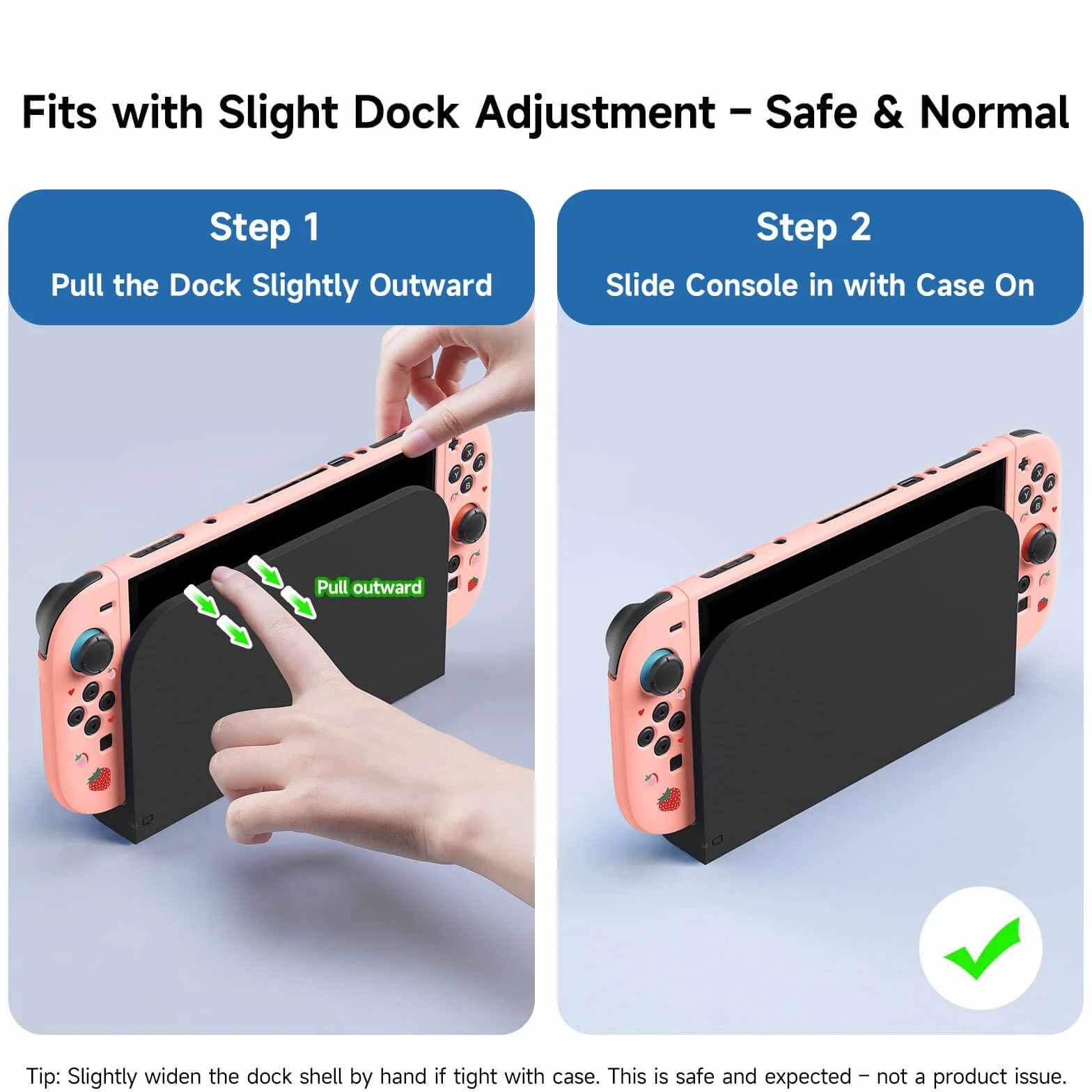 JEMDO Etui ochronne kompatybilne z Nintendo Switch 2 (2025) – odporne na uderzenia i ergonomiczne etui TPU z antypoślizgowym uchwytem, różowe wzornictwo z truskawkami – dla dziewcząt i fanów Kawaii