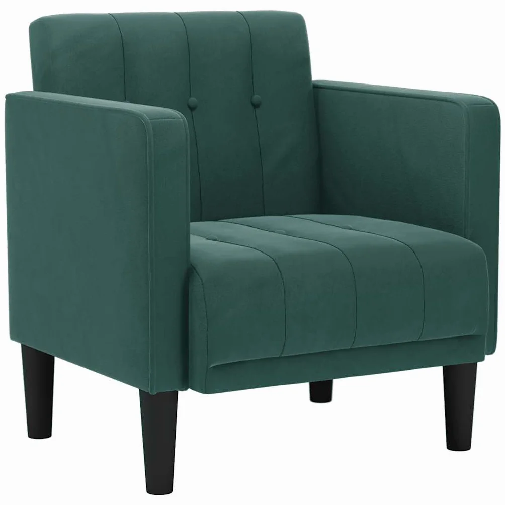 vidaXL Fotel z podłokietnikami, ciemnozielony, 53 cm, aksamit, fotel do oglądania telewizji, fotel relaksacyjny, sofa pojedyncza, sofa relaksacyjna, fotel wypoczynkowy, fotel do salonu