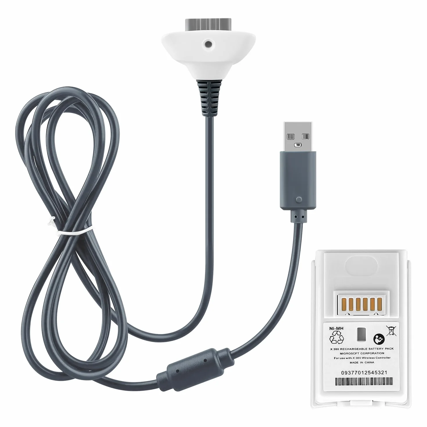 OSTENT 2 w 1 kabel do ładowania i akumulator do Microsoft Xbox 360 Wireless Controller biały