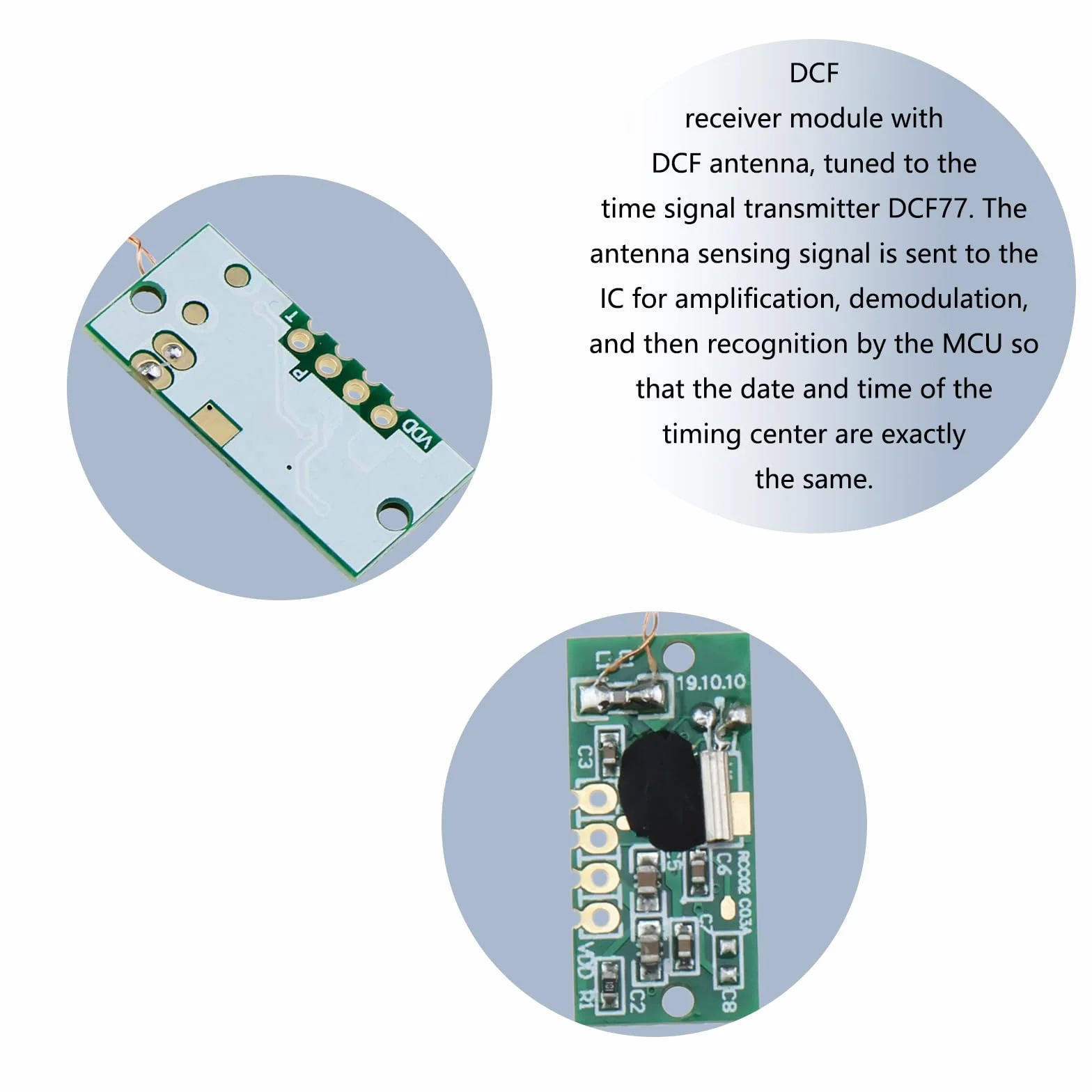 SG Store Odbiornik DCF moduł pojedynczej częstotliwości DCF77.5KHZ moduł odbiornika sygnału odbioru radiowego czasu radio zegar antena radiowa DCF-1060N-03A