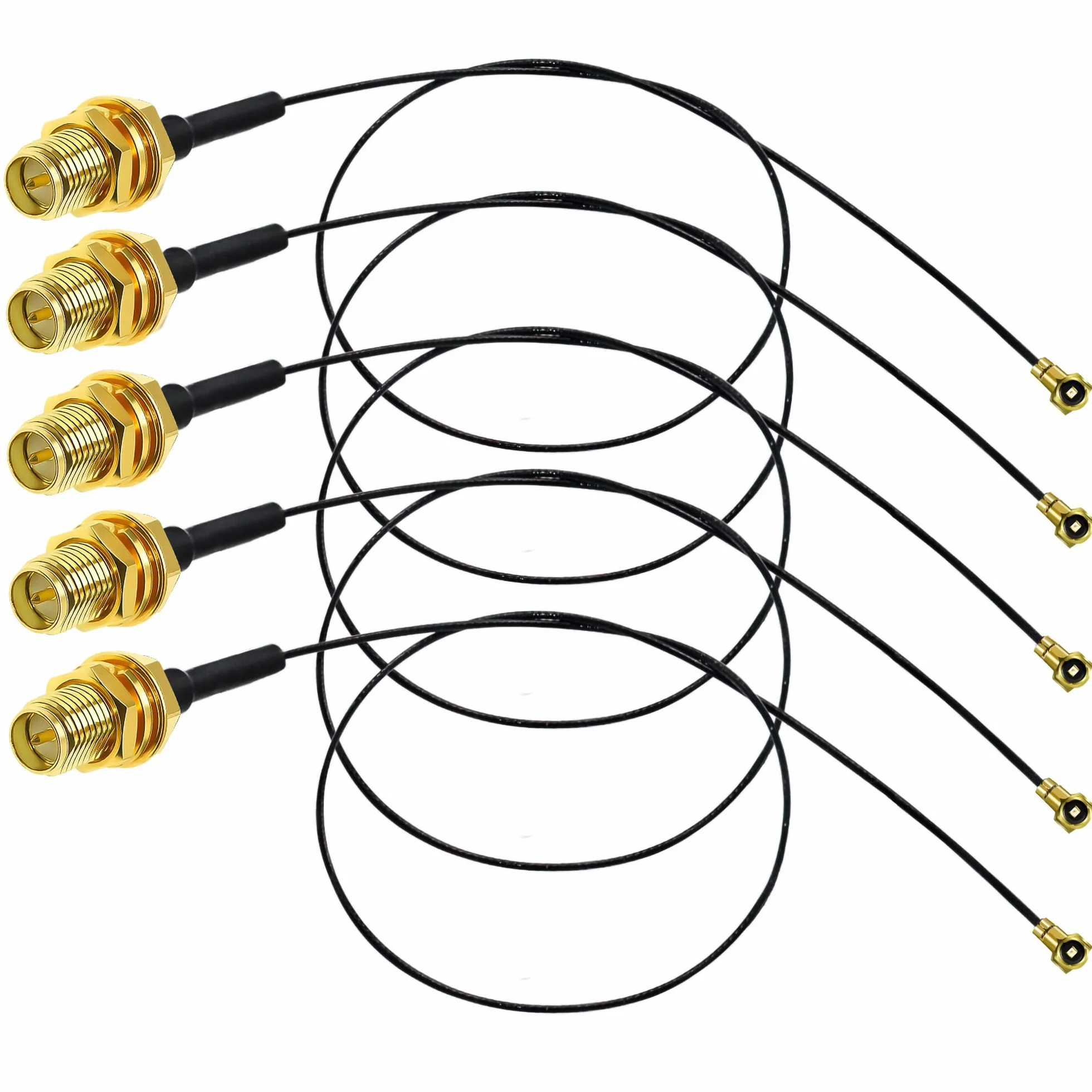 Kabel przedłużający IPX do RP-SMA 0,81 mm U.fl - Antena Wi-Fi Mini PCI do kabla koncentrycznego SMA z odwrotną polaryzacją - 12 cali (30 cm) - opakowanie 5 szt