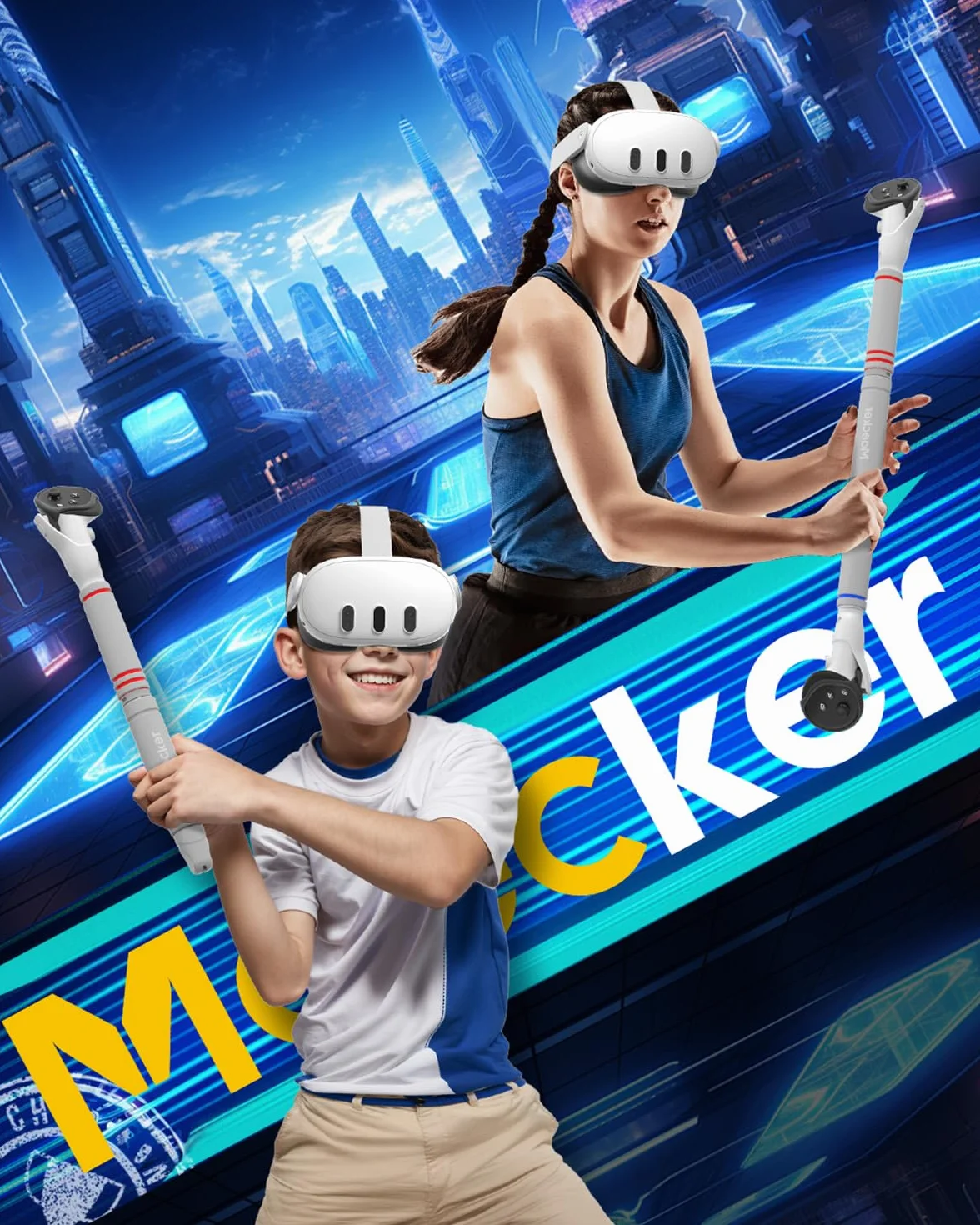 Maecker Długie Ramiona do Kontrolerów do Quest 3S do Quest 3 Gorilla Tag VR, Uchwyty Kompatybilne do Quest 3S/3 Akcesoriami, Zwiększ Swój Zasięg, Kompatybilne z Beat Saber i nie Tylko