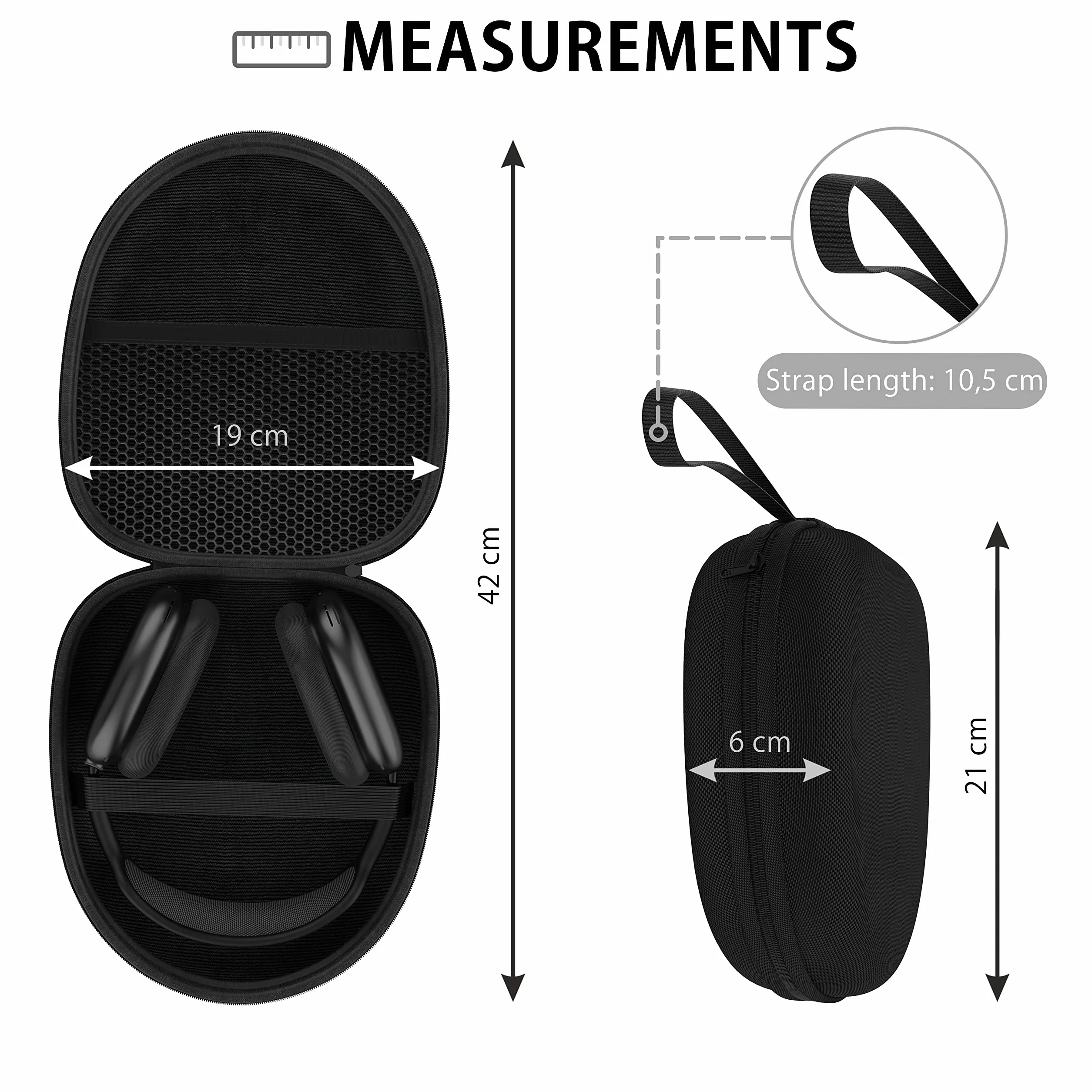 MyGadget Etui na słuchawki 21 x 18,5 cm - Torba ochronna na słuchawki i akcesoria - Uniwersalny futerał podróżny - Czarny futerał