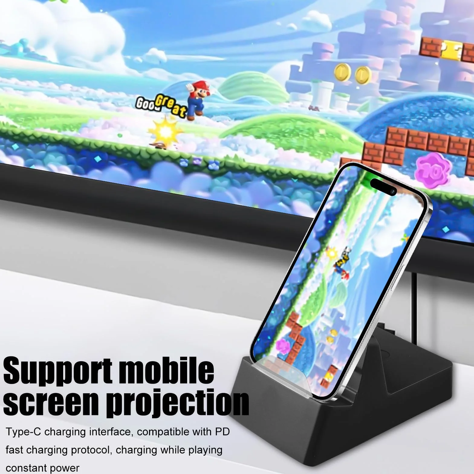 Switch Stacja dokująca do przełącznika Nintendo / OLED/SwitCh2: SwitchDock przenośna stacja ładująca, podstawka ładująca 4K HDMI adapter TV, ładowarka zapasowa, kompatybilna z portem USB 3.0, stojak
