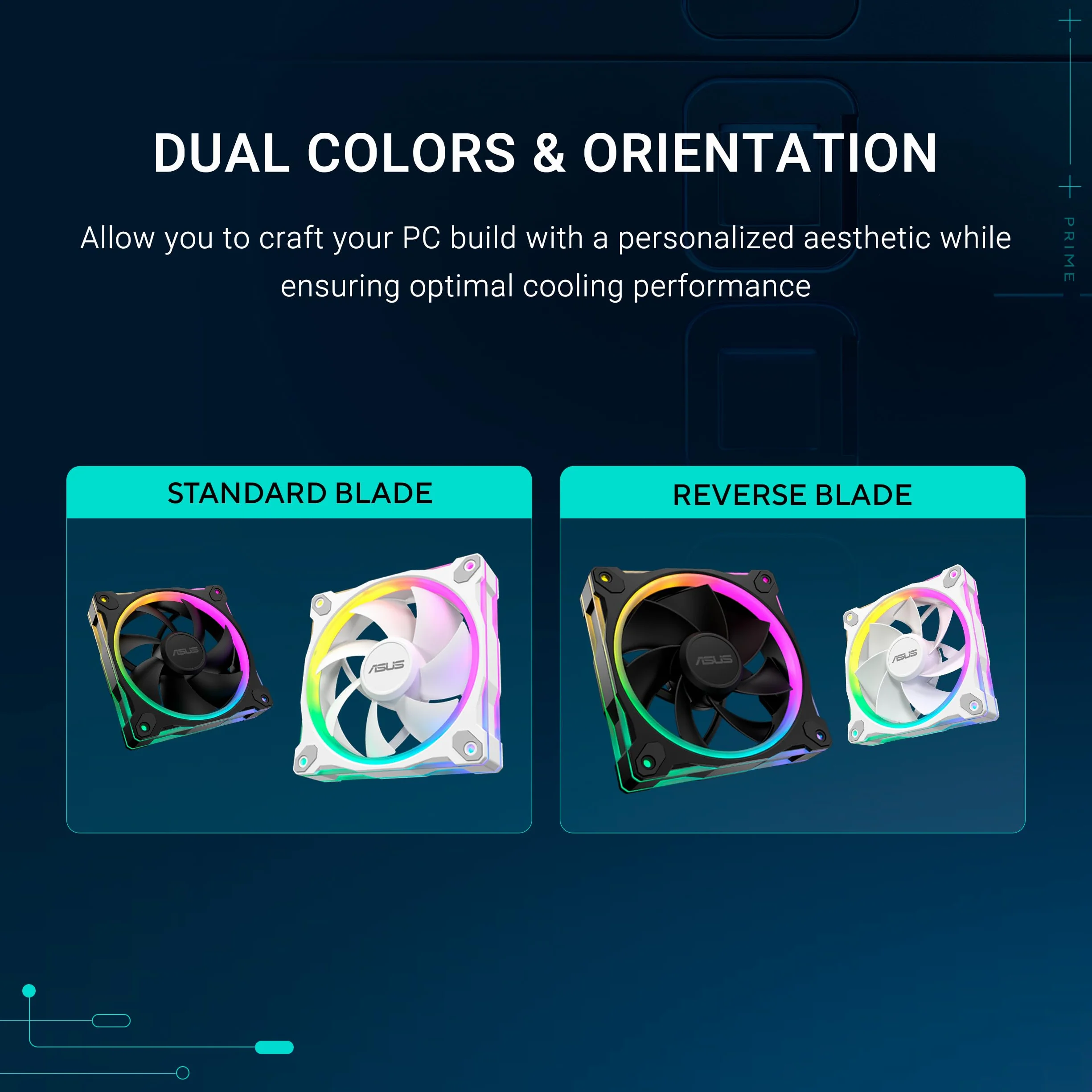 ASUS Prime MR120 ARGB Single Pack White Edition, wentylator PWM 120 mm, 20 LED ARGB, prędkość wentylatora 1600 obr./min, przepływ powietrza 58 CFM, grubość ramy 28 mm, Aura Sync