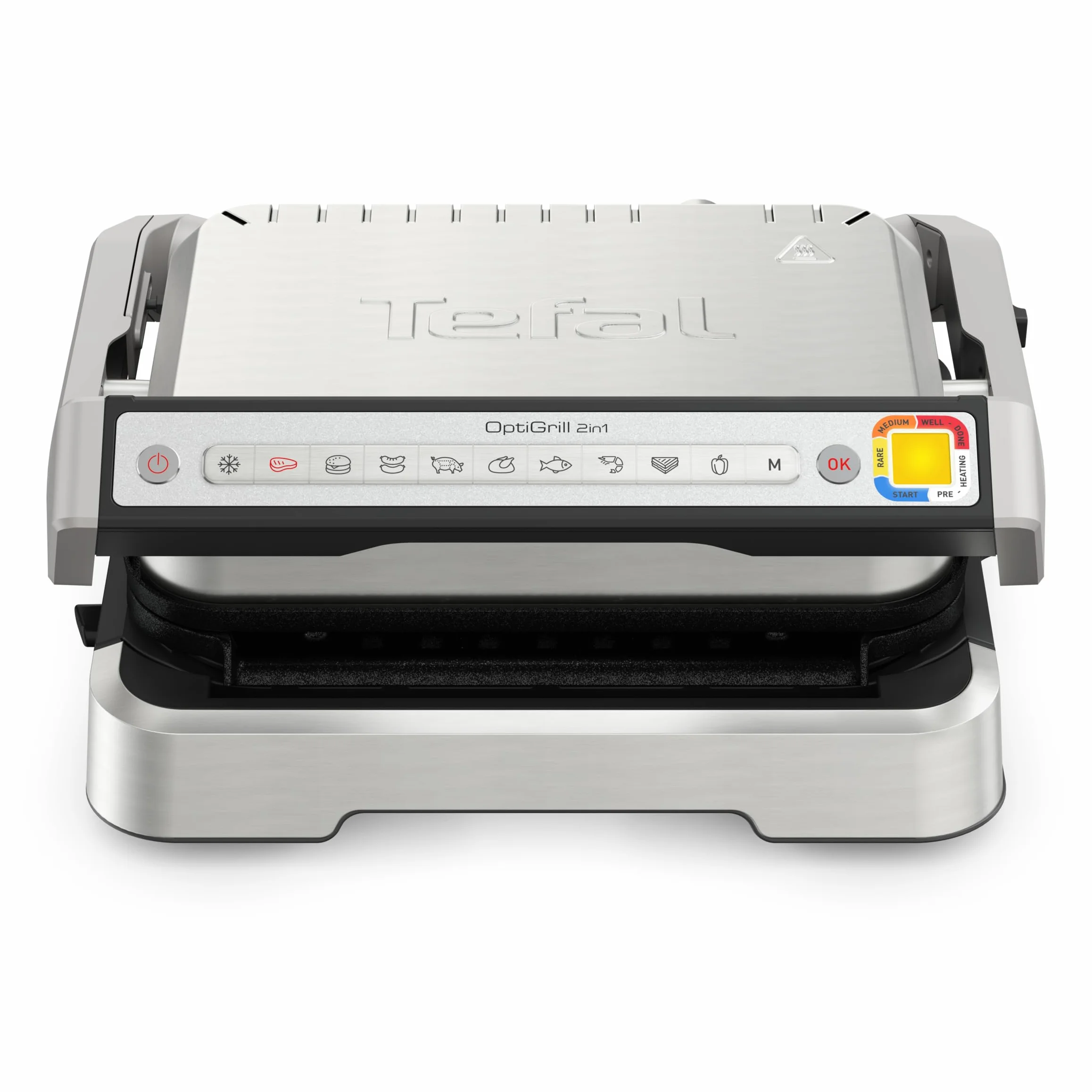 TEFAL GC773D OptiGrill 2w1 Grill Kontaktowy, Składany, Grill Stołowy, 9 Programów, Wskaźnik Poziomu Gotowania, Szczypce, Zdejmowane Płyty