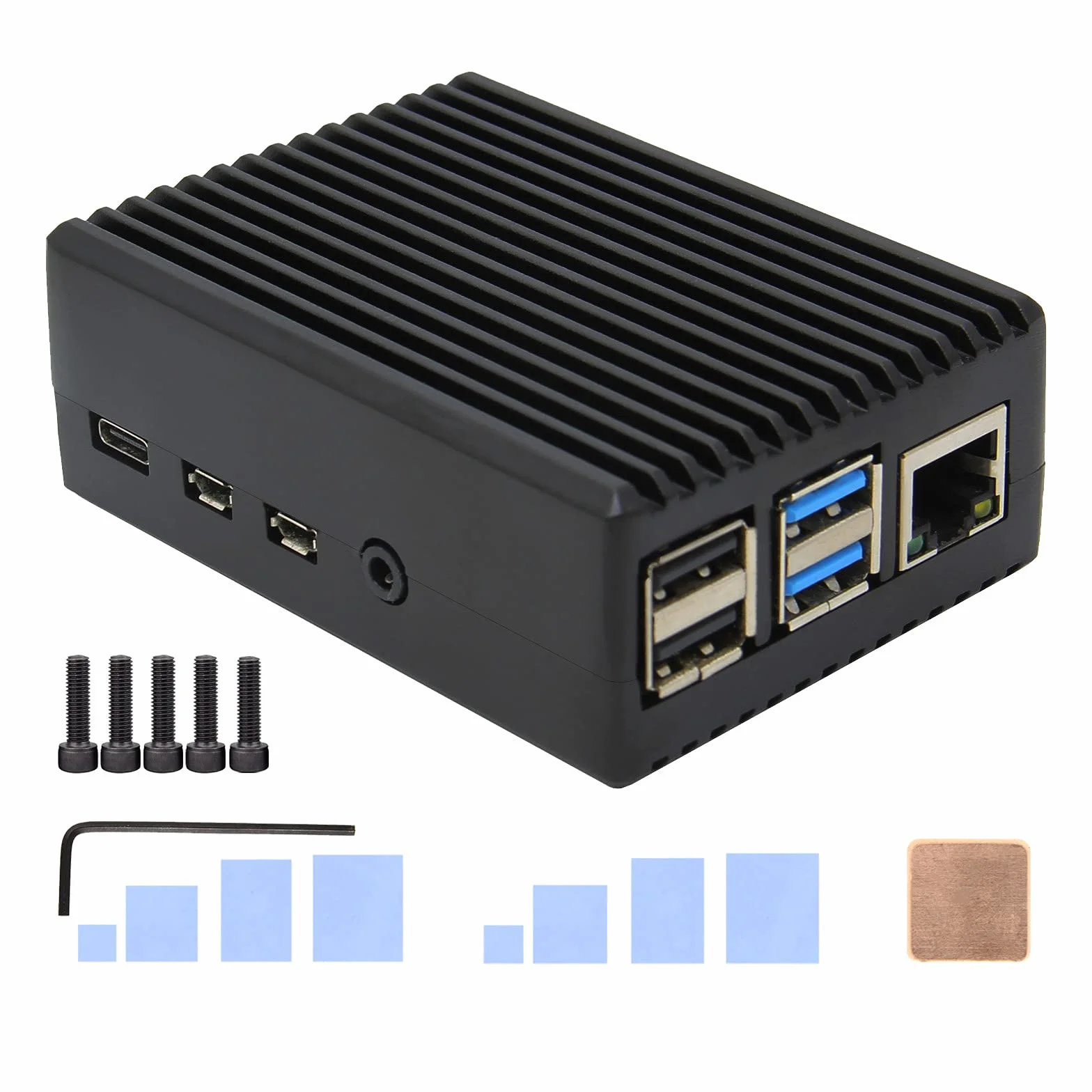 Geekworm Obudowa aluminiowa do Raspberry Pi 4 B model B, wytrzymała, pasywne rozpraszanie ciepła, tylko do Raspberry Pi 4B