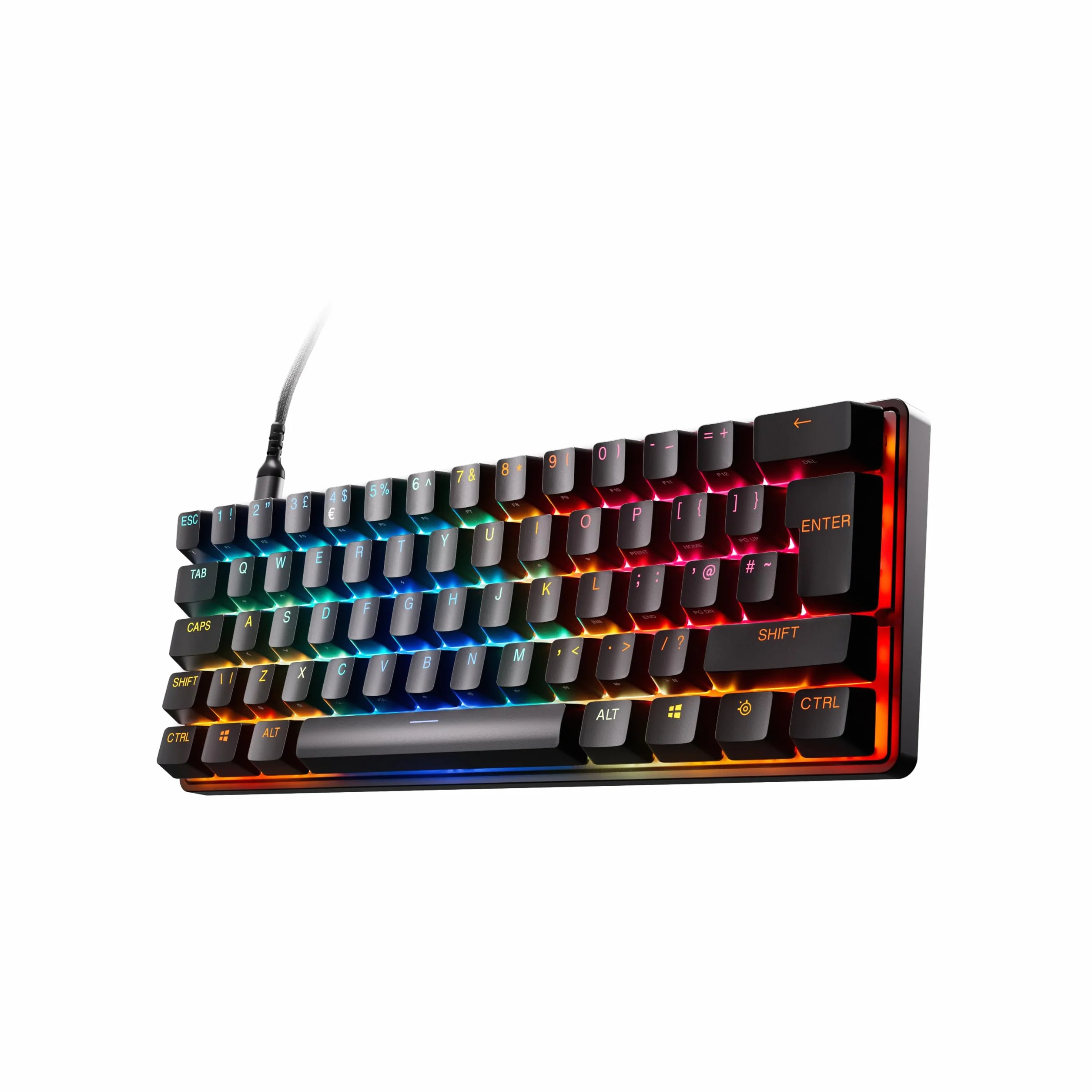 SteelSeries Apex Pro Mini Gen 3 - hipermagnetyczne przełączniki OmniPoint 3.0 – Regulowana aktywacja – Rapid Trigger – Ustawienia gier – Tryb ochrony – Rapid Tap/SOCD – RGB – nakładki z PBT -UK QWERTY