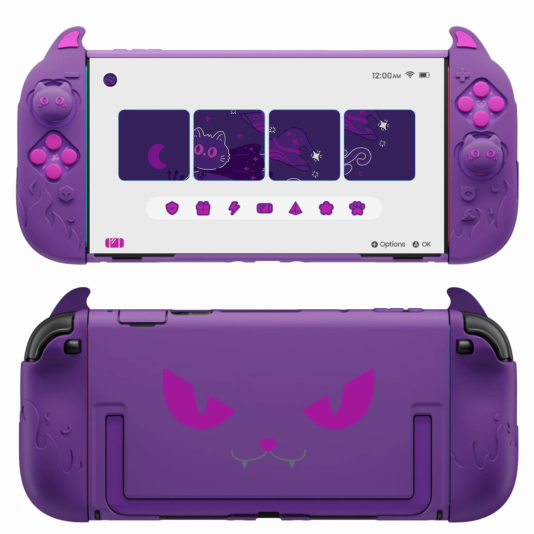 PlayVital Etui Ochronne do Switch 2 z Silikonowymi Nakładkami na Joycon, Joysticki i Naklejkami - Fioletowy