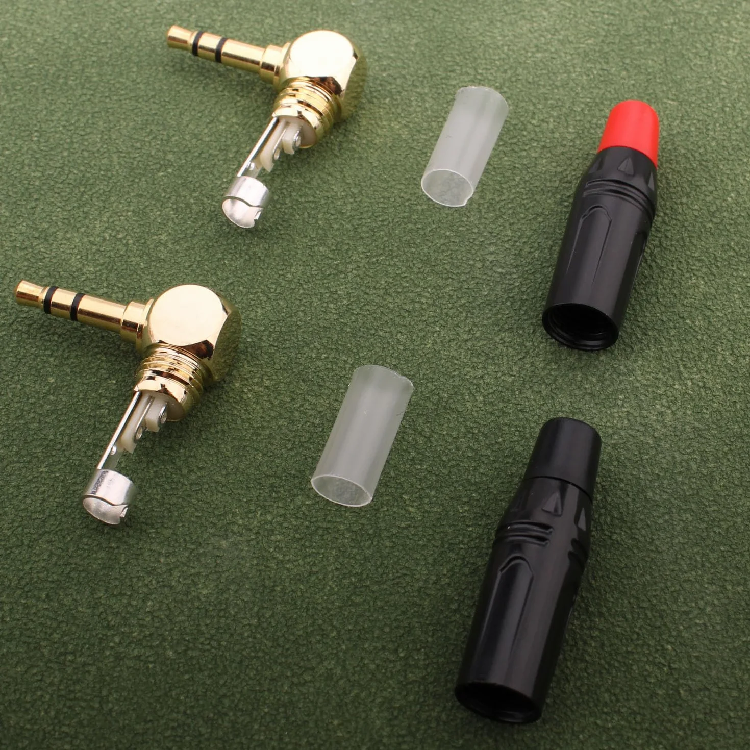 RUNCCI-YUN 2 szt. wtyczka jack 3,5 mm TRS lutowanie stereo, 3,5 mm wtyczka jack 3-biegunowa, Audio Jack DIY AUX naprawa lutowania, (czarny + czerwony)
