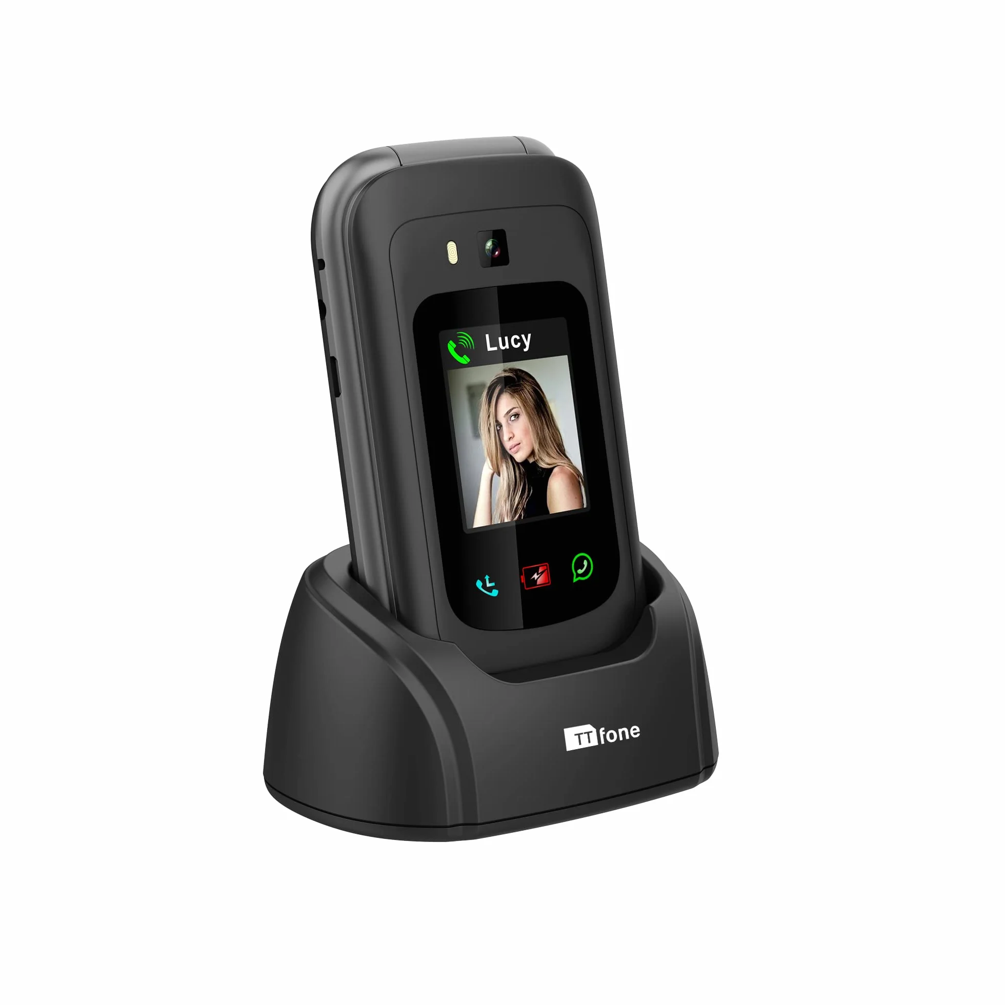 TTfone TT970 Ekran dotykowy Whatsapp 4G dla seniorów Duże klawisze Telefon komórkowy z klapką - z kamerą 8MP i aparatami słuchowymi kompatybilnymi oraz przyciskiem połączenia alarmowego