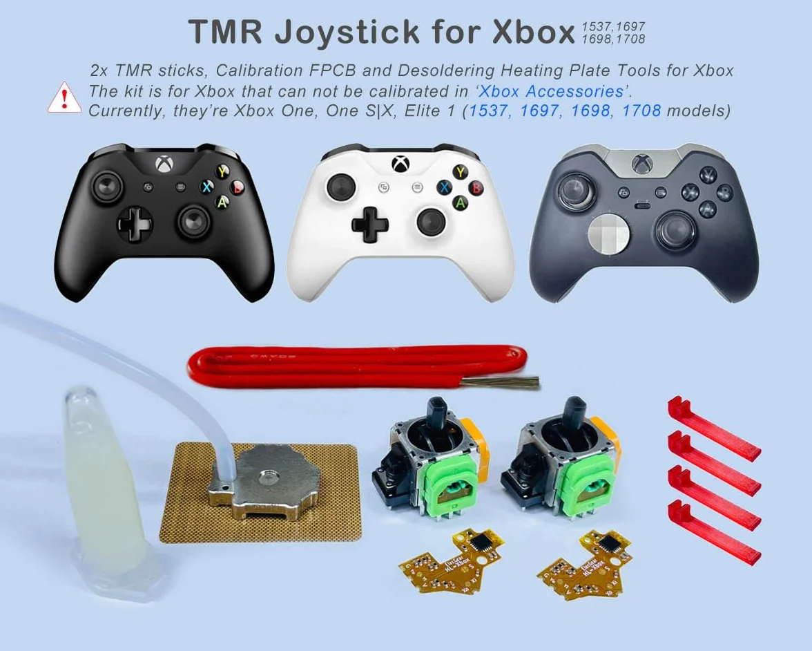 ElecGear TMR joystick i płyta rozlutowująca zamiennik do kontrolera Xbox One, kalibracyjny FPCB, drążek sterujący TMR Hall i narzędzia do naprawy lutownicy – TMR-Xbox