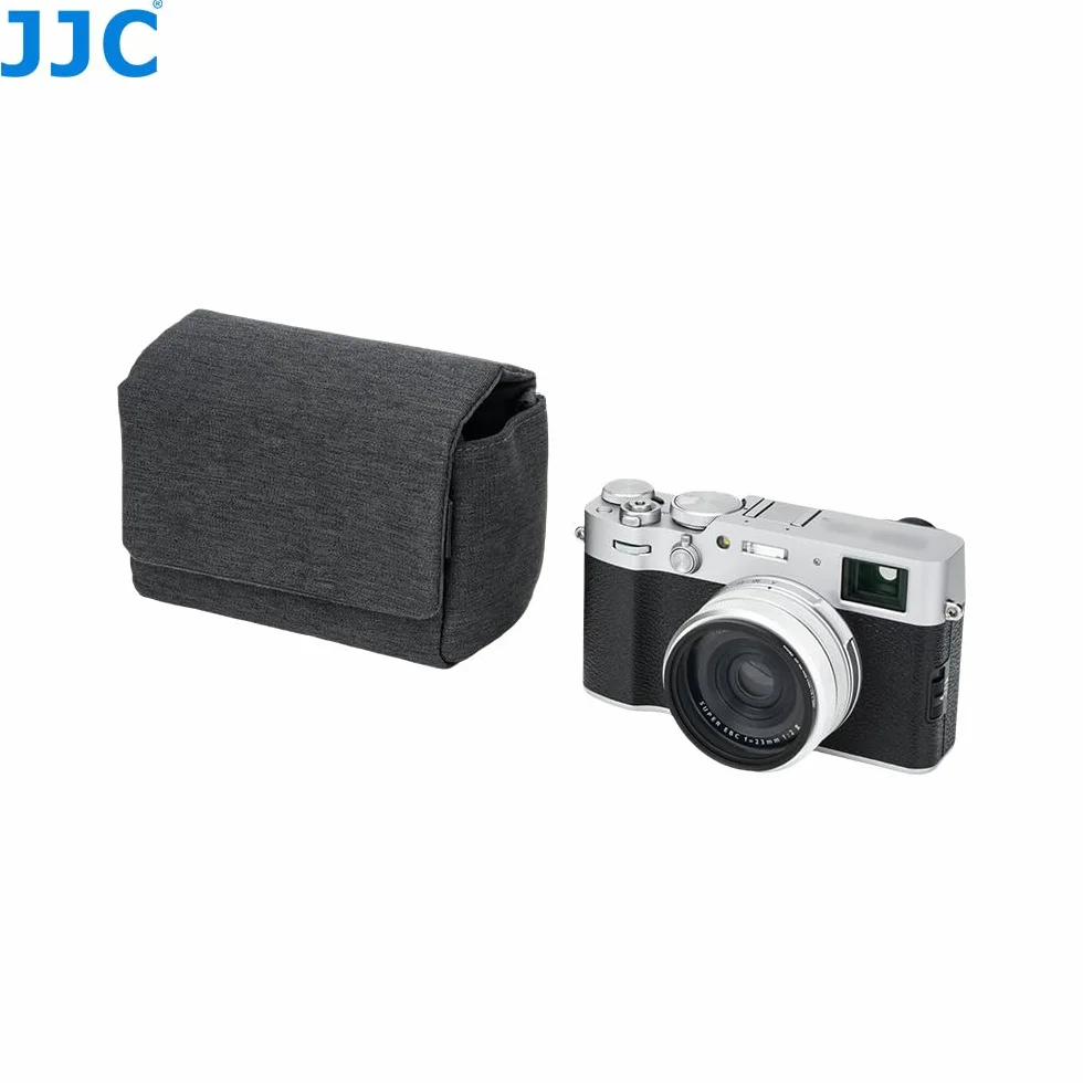 JJC Kompaktowe etui na aparat z wytrzymałą tkaniną poliestrową Oxford (zamknięcie magnetyczne) do Fuji X100VI X-E5 w XF23mm XF27mm F2.8 obiektyw i PowerShot V1, ochronna torebka do przechowywania z